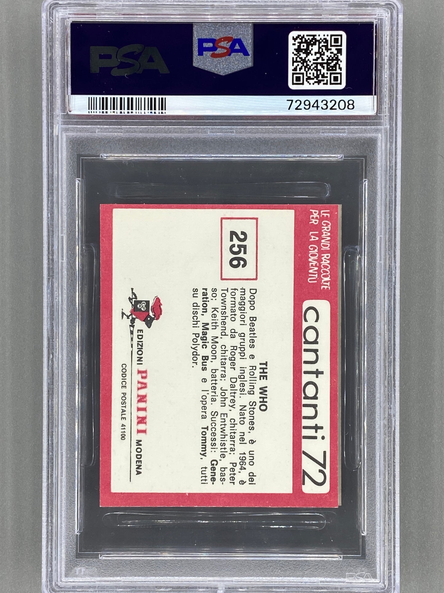 1972 Panini #256 The Who Cantanti 72 PSA 8 - Pop 4 (Music)