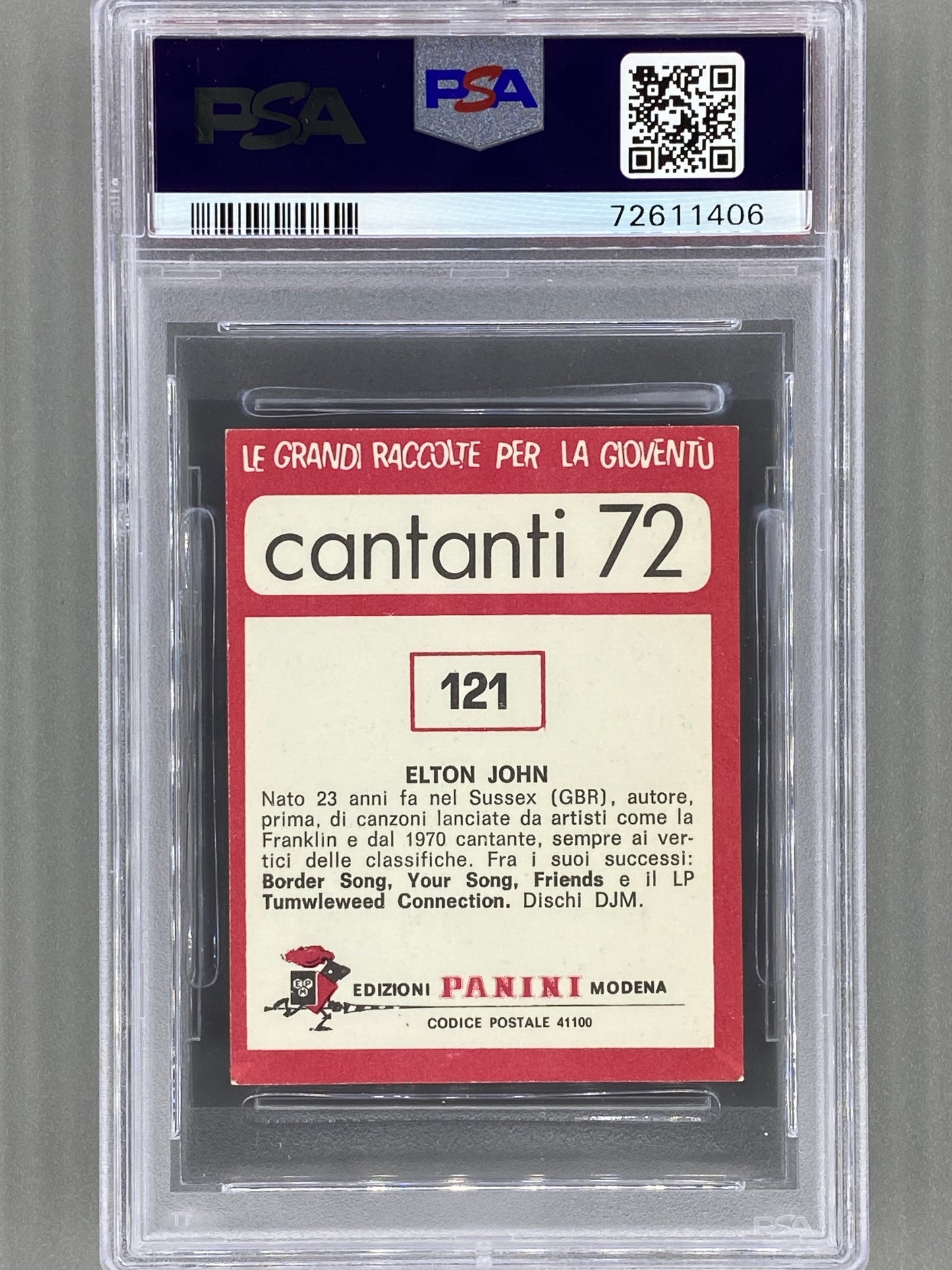 1972 Panini #121 Elton John Cantanti 72 PSA 6 - Pop 2 (Music)