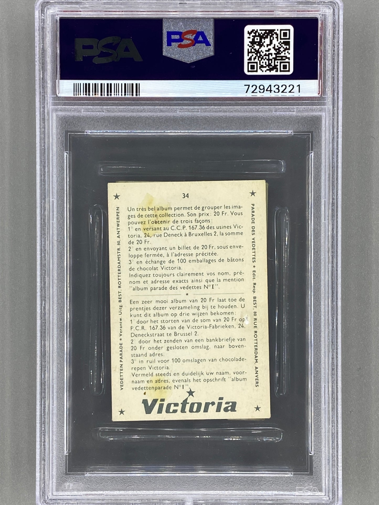 1969 Victoria #34 Chubby Checker Vedetten Parade PSA 2 - Pop 2 (Music) READ