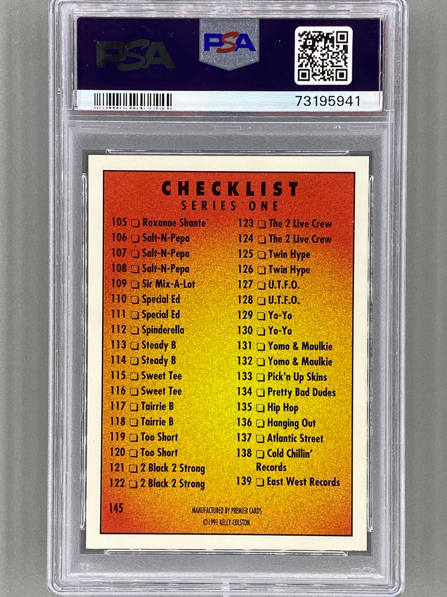 1991 Premier Rap Pack #145 N.W.A. PSA 10 - Pop 22 (Music)