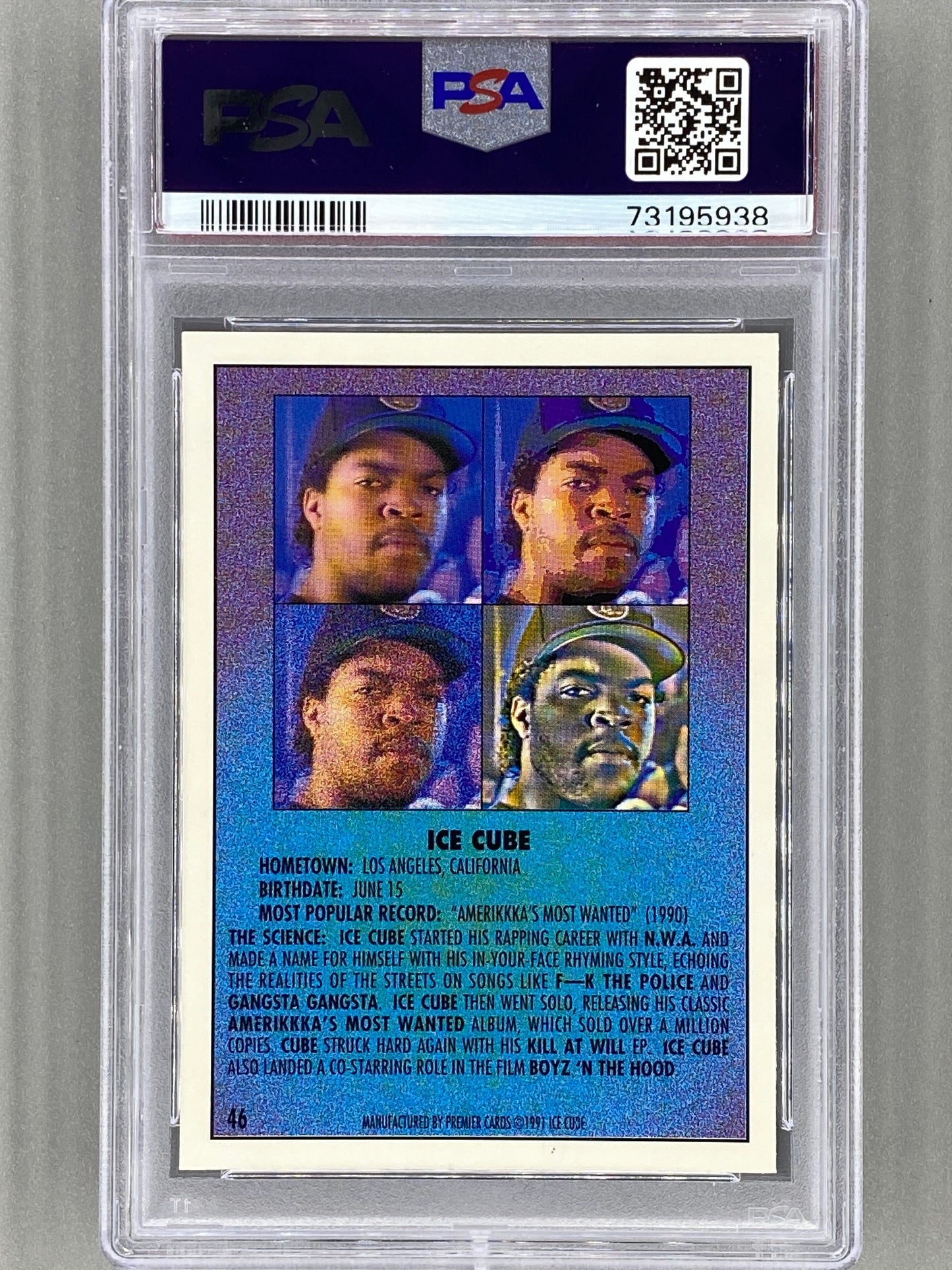 1991 Premier Rap Pack #46 Ice Cube PSA 10 - Pop 45 (Music)