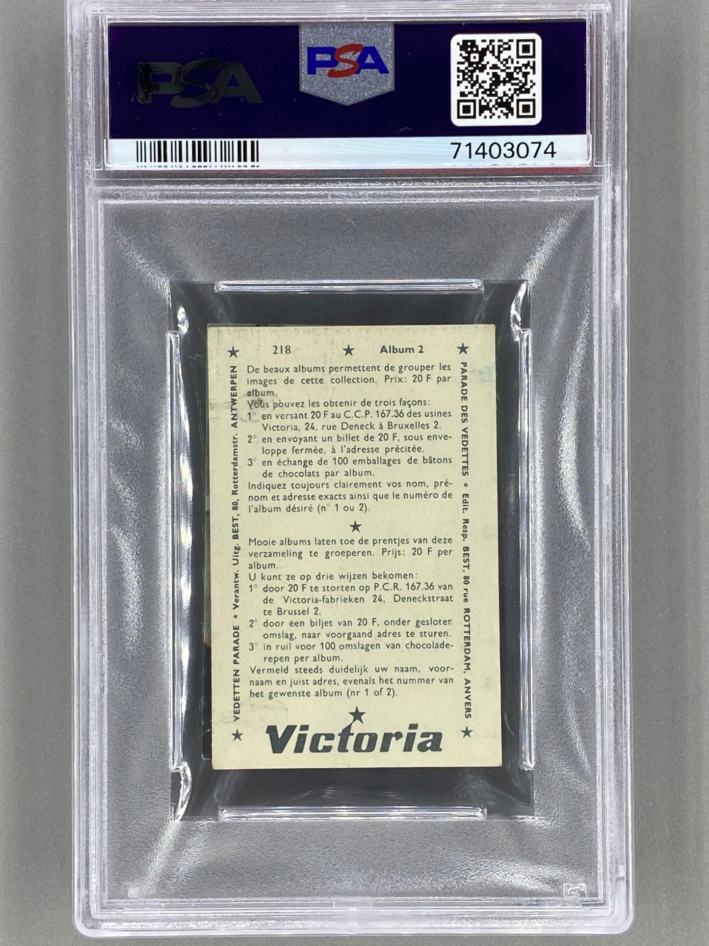 1969 Victoria #218 John Lennon Vedetten Parade PSA 2 - Pop 4 (Music) READ