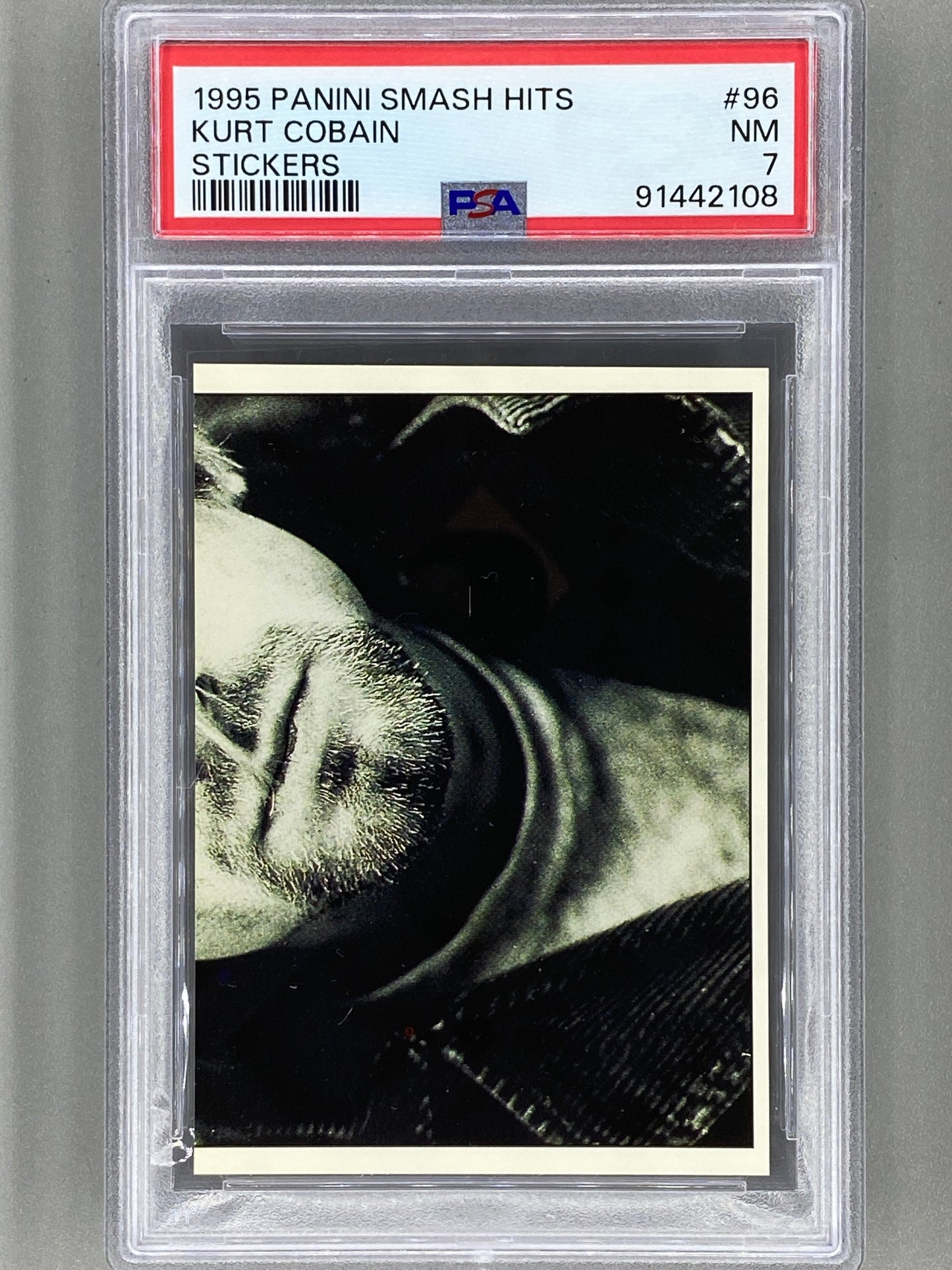 1995 Panini #96 Kurt Cobain Smash Hits Stickers PSA 7 Pop 13 (Music)