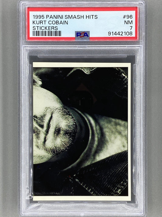 1995 Panini #96 Kurt Cobain Smash Hits Stickers PSA 7 Pop 13 (Music)