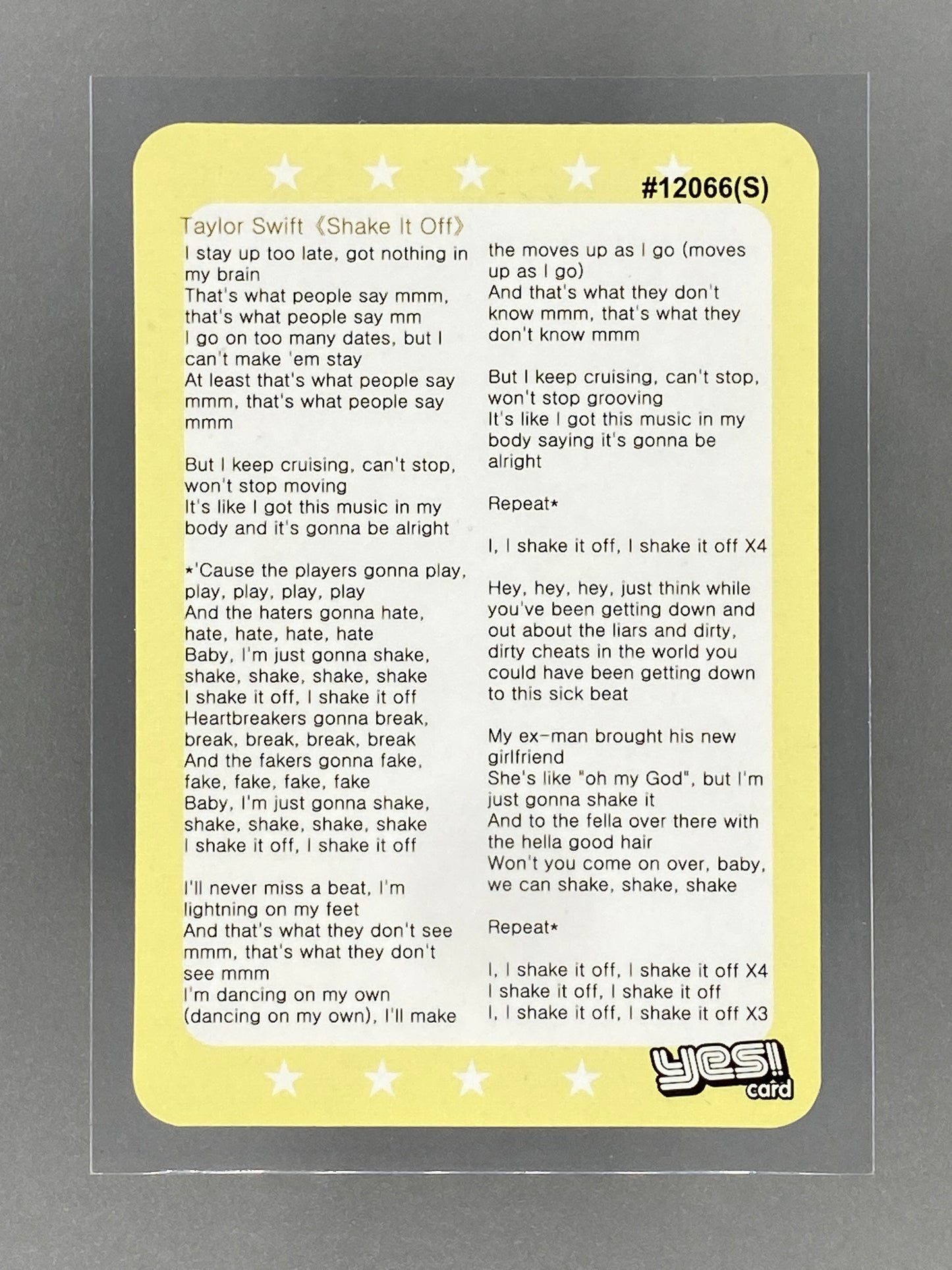 c 2012-2014 Yes! Card #12066S Taylor Swift Flash Hong Kong