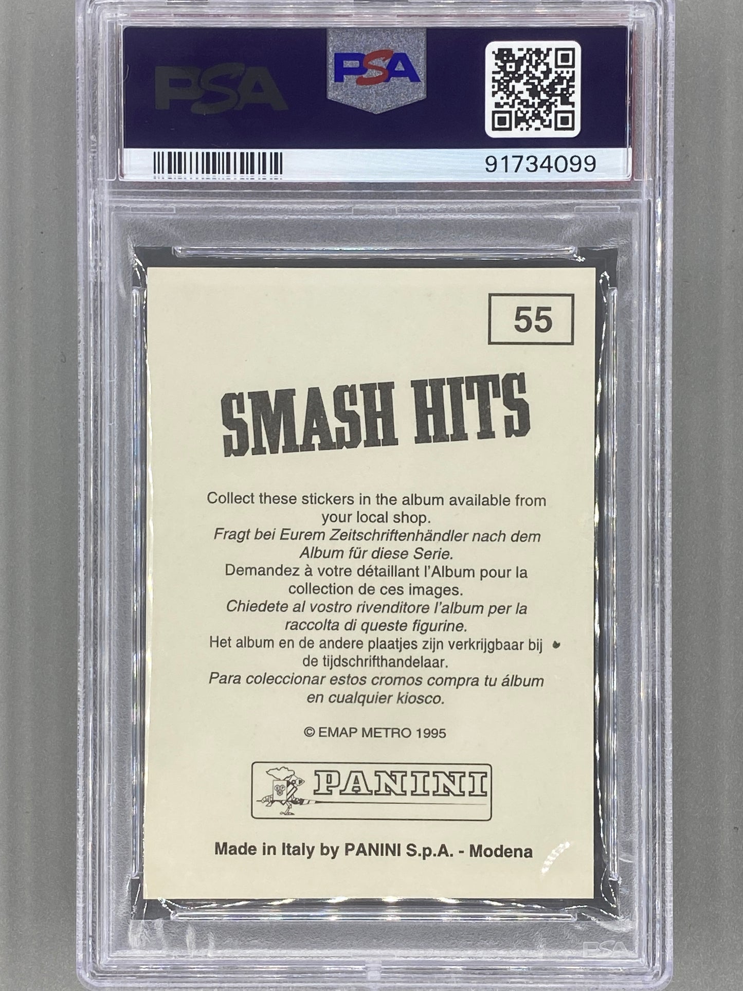 1995 Panini #55 Billie Joe Armstrong Smash Hits Stickers PSA 5 Pop 4 (Music)
