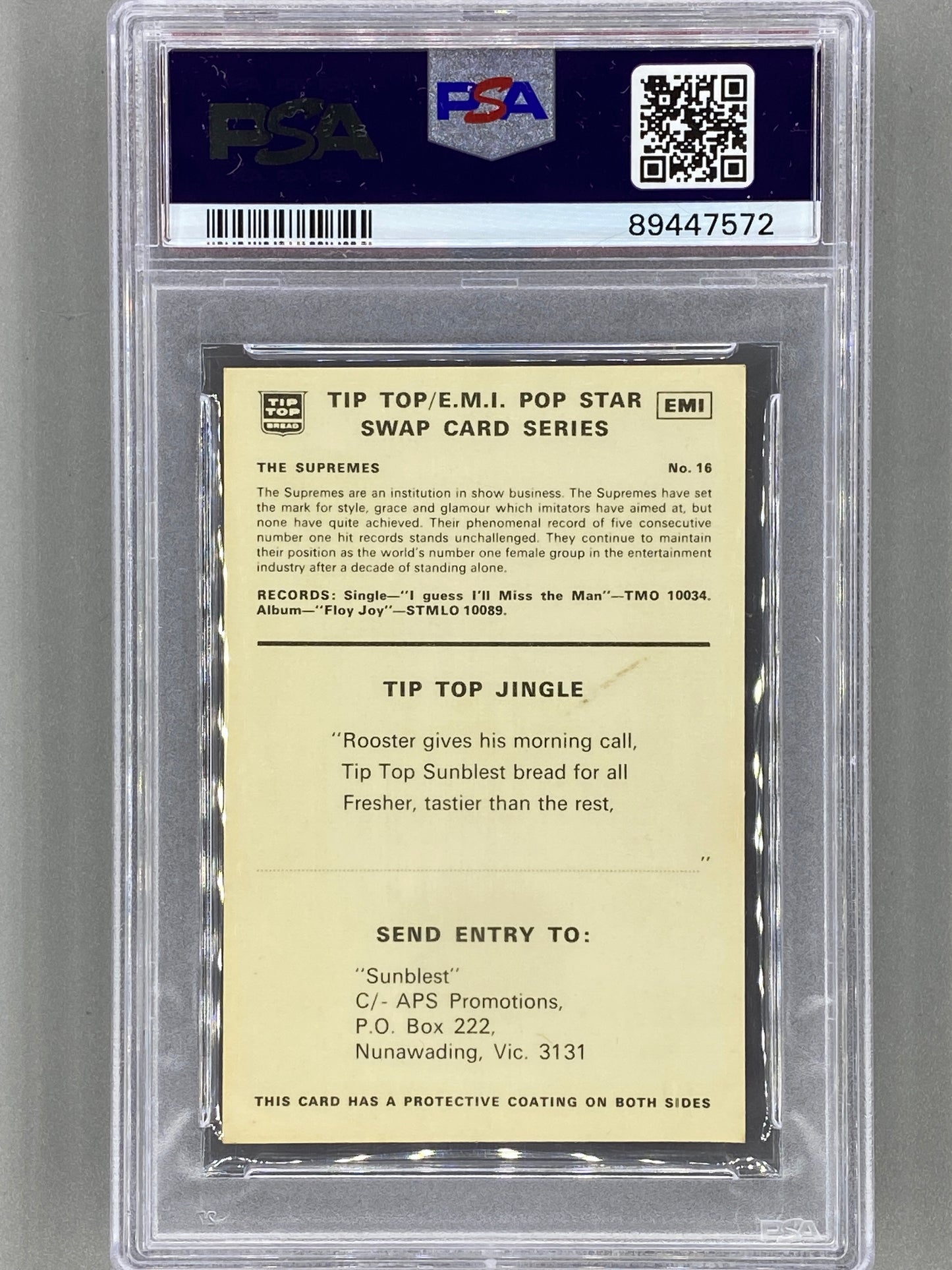 1972 Tip Top EMI #16 The Supremes Pop Stars PSA 5 - Pop 1 (Music)