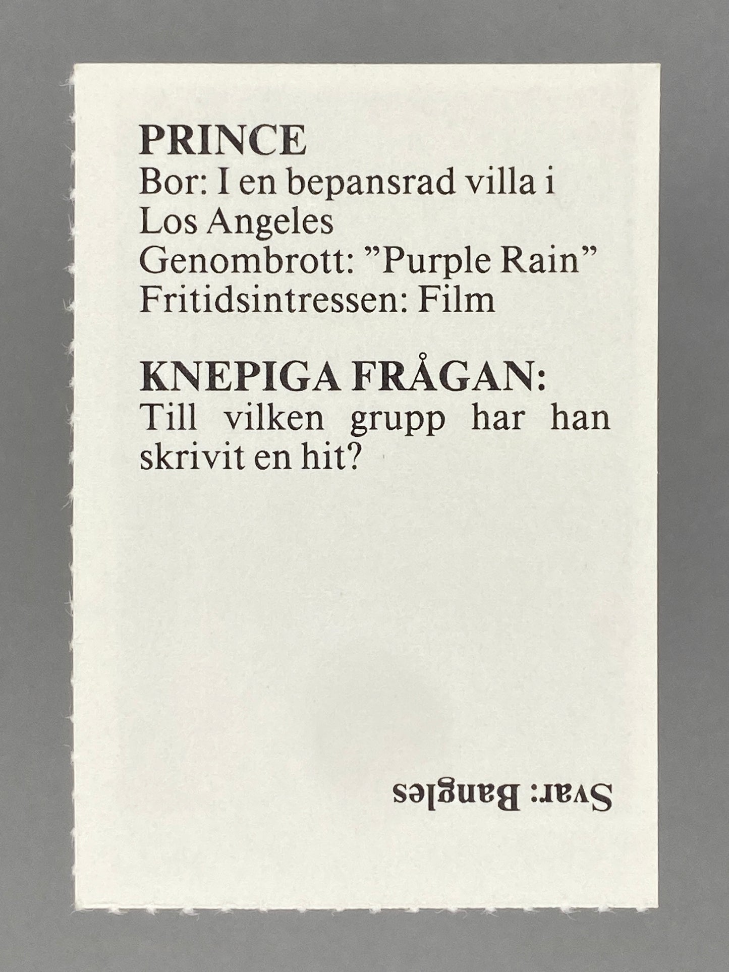 1985 Frida Prince Magazine Insert (Sweden) (Music)