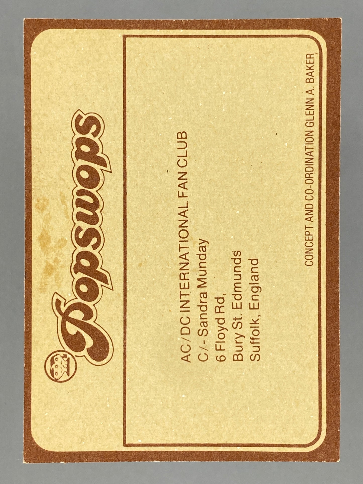 1977 Scanlens Popswops #33 AC/DC Angus Again (Australia) (Music)