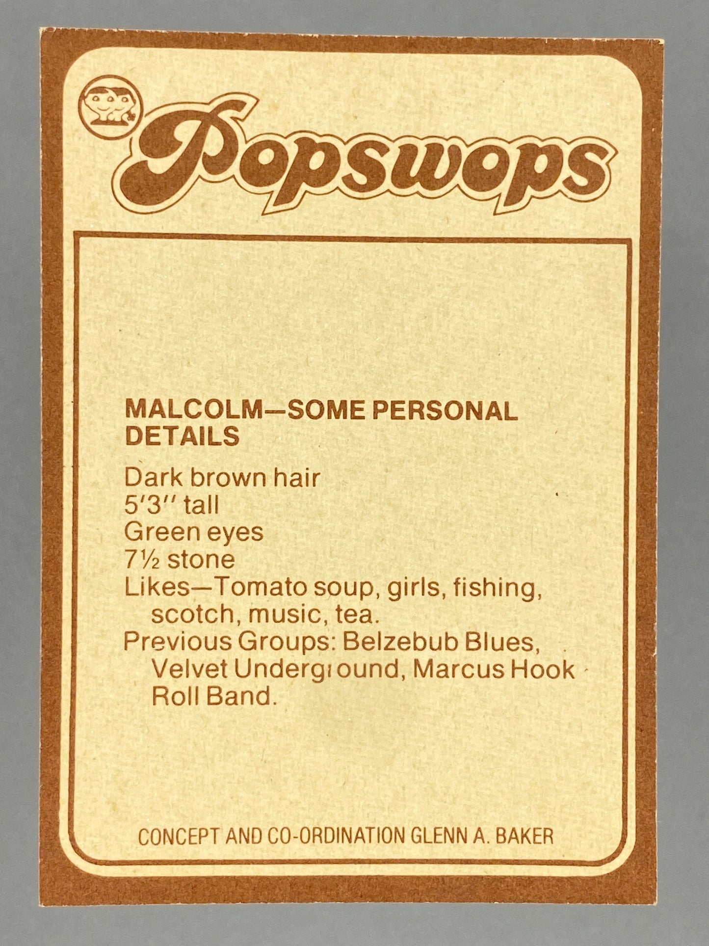 1977 Scanlens Popswops #31 AC/DC Malcolm Young (Australia) (Music)