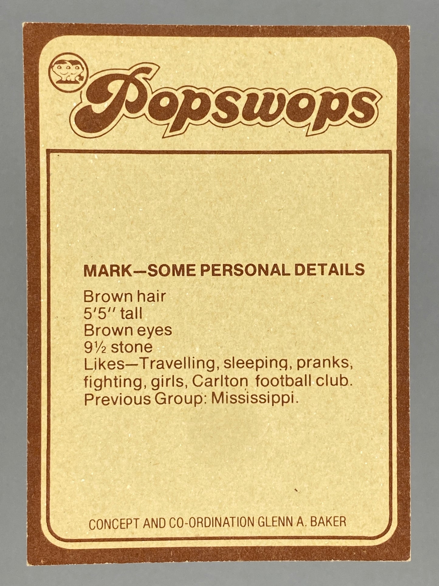 1977 Scanlens Popswops #30 AC/DC Mark Evans (Australia) (Music)