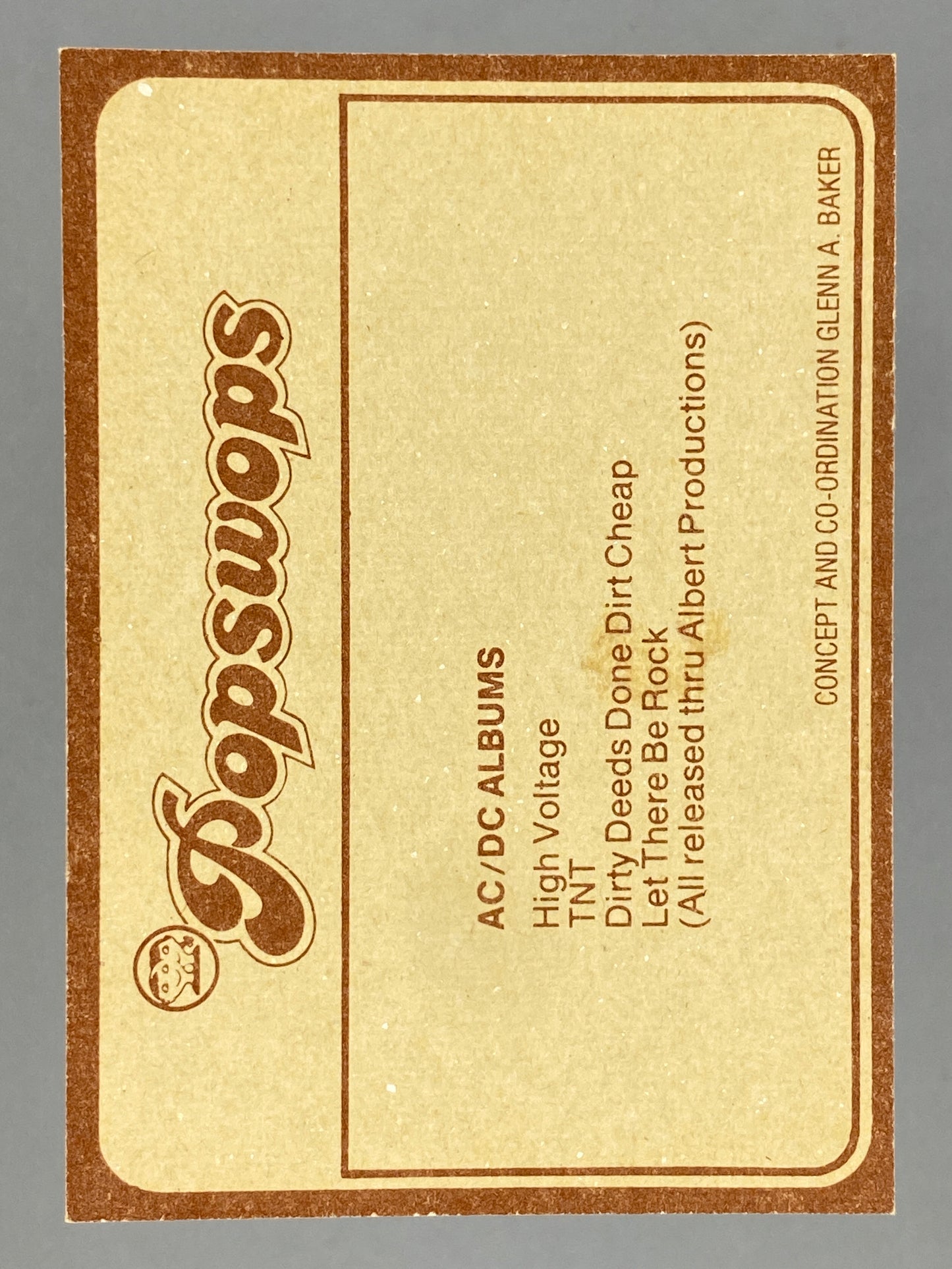 1977 Scanlens Popswops #27 AC/DC Coming Home (Australia) (Music)