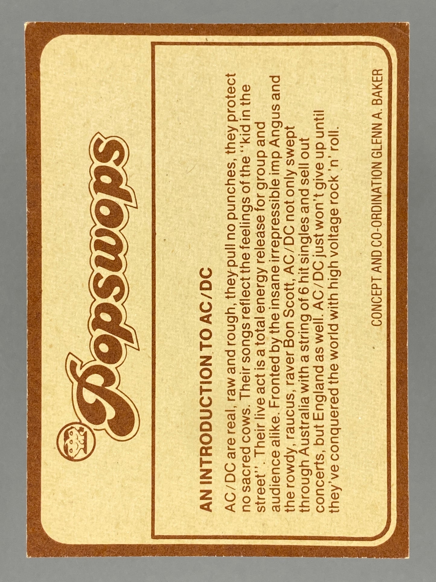 1977 Scanlens Popswops #24 AC/DC In Surgery (Australia) (Music)