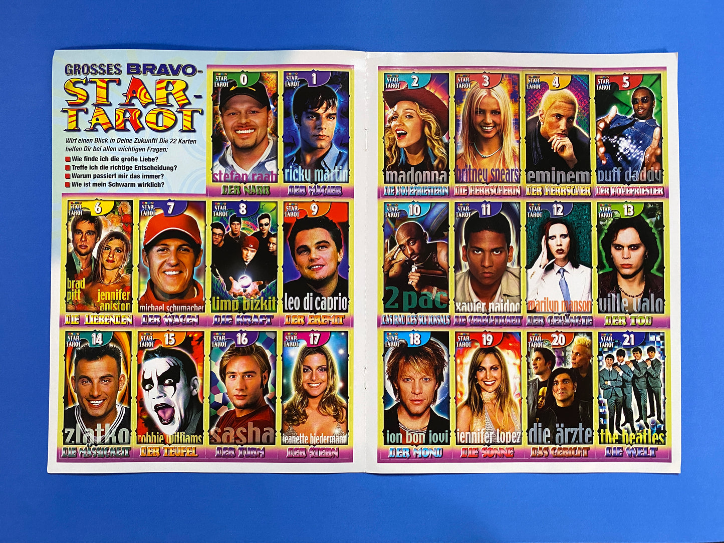 2000 Bravo Star Tarot Nr. 52 Complete Uncut 22 Card Set Lot Sheet (Germany) (Music) A