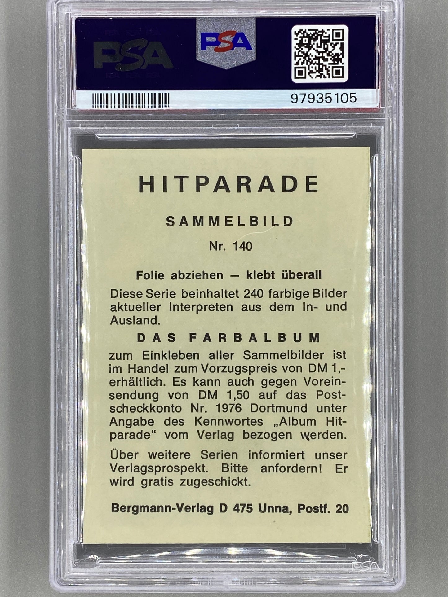 1971 Bergmann-Verlag #140 Rolling Stones Hit Parade Sticker PSA 6 Pop 2 (Music)