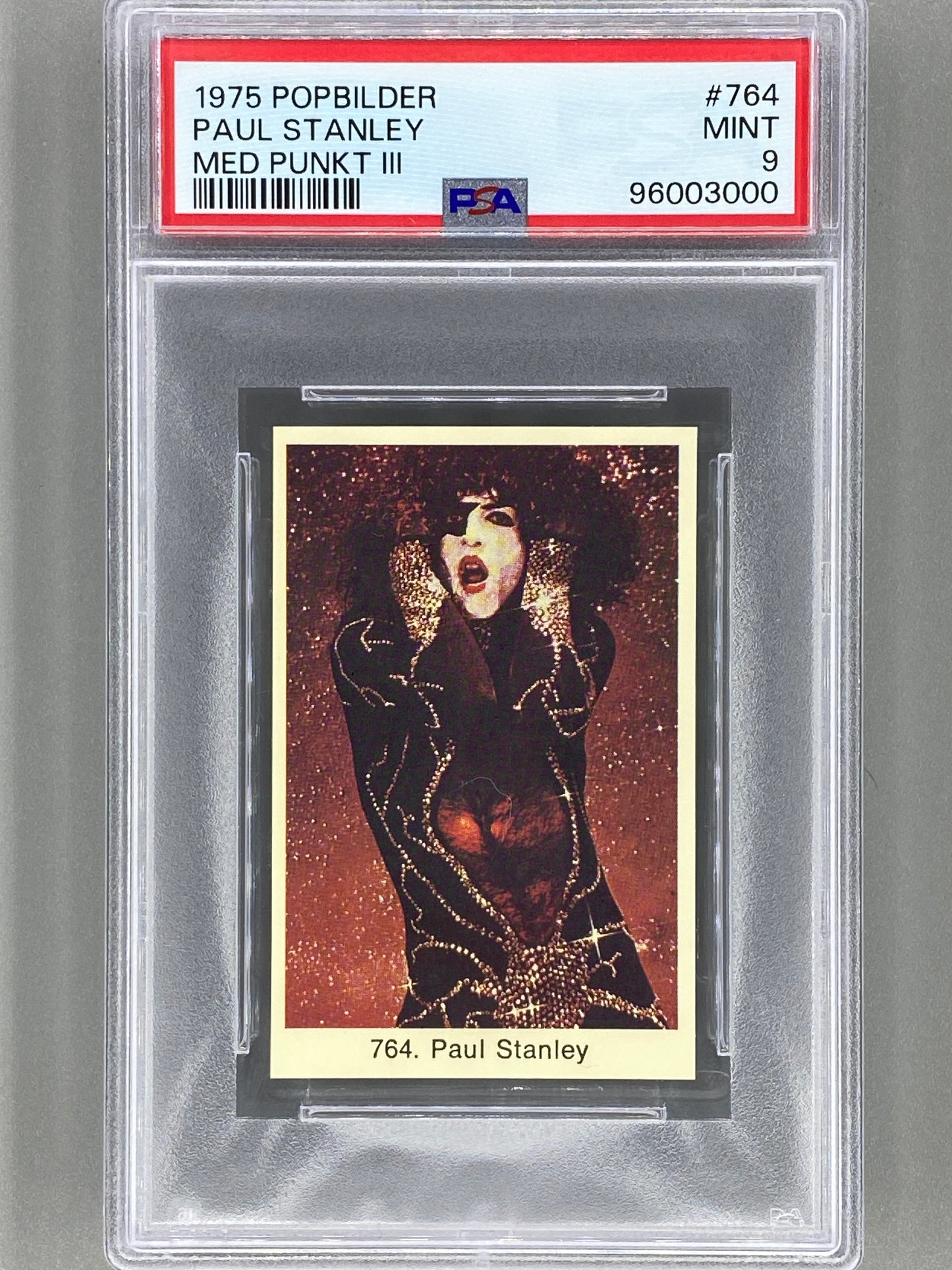 1975 Popbilder #764 Paul Stanley Med Punkt III PSA 9 Pop 1 (Music)