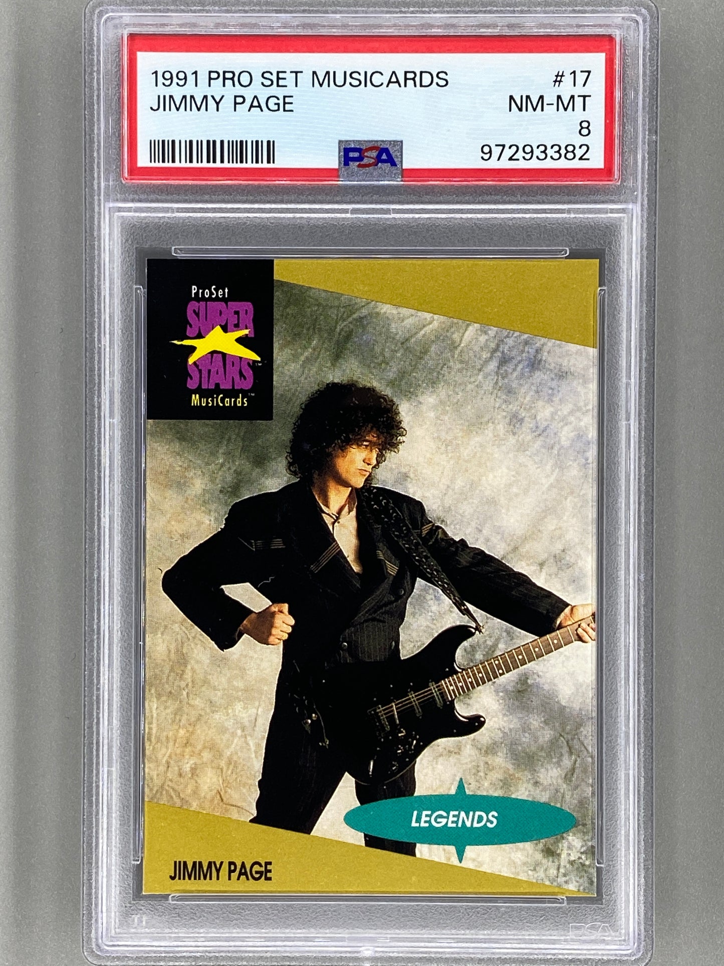 1991 Proset Superstars #17 Jimmy Page Musicards PSA 8 Pop 1 (Music)