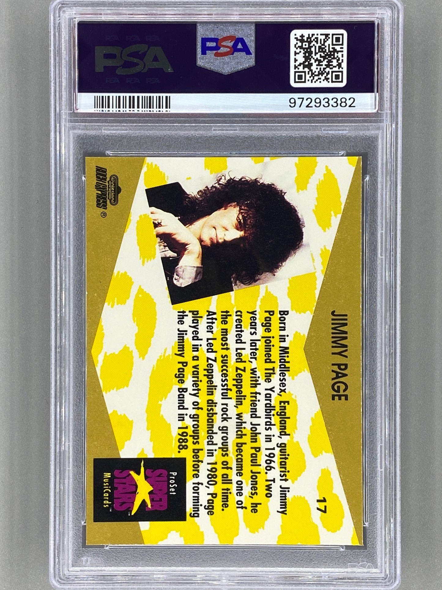 1991 Proset Superstars #17 Jimmy Page Musicards PSA 8 Pop 1 (Music)