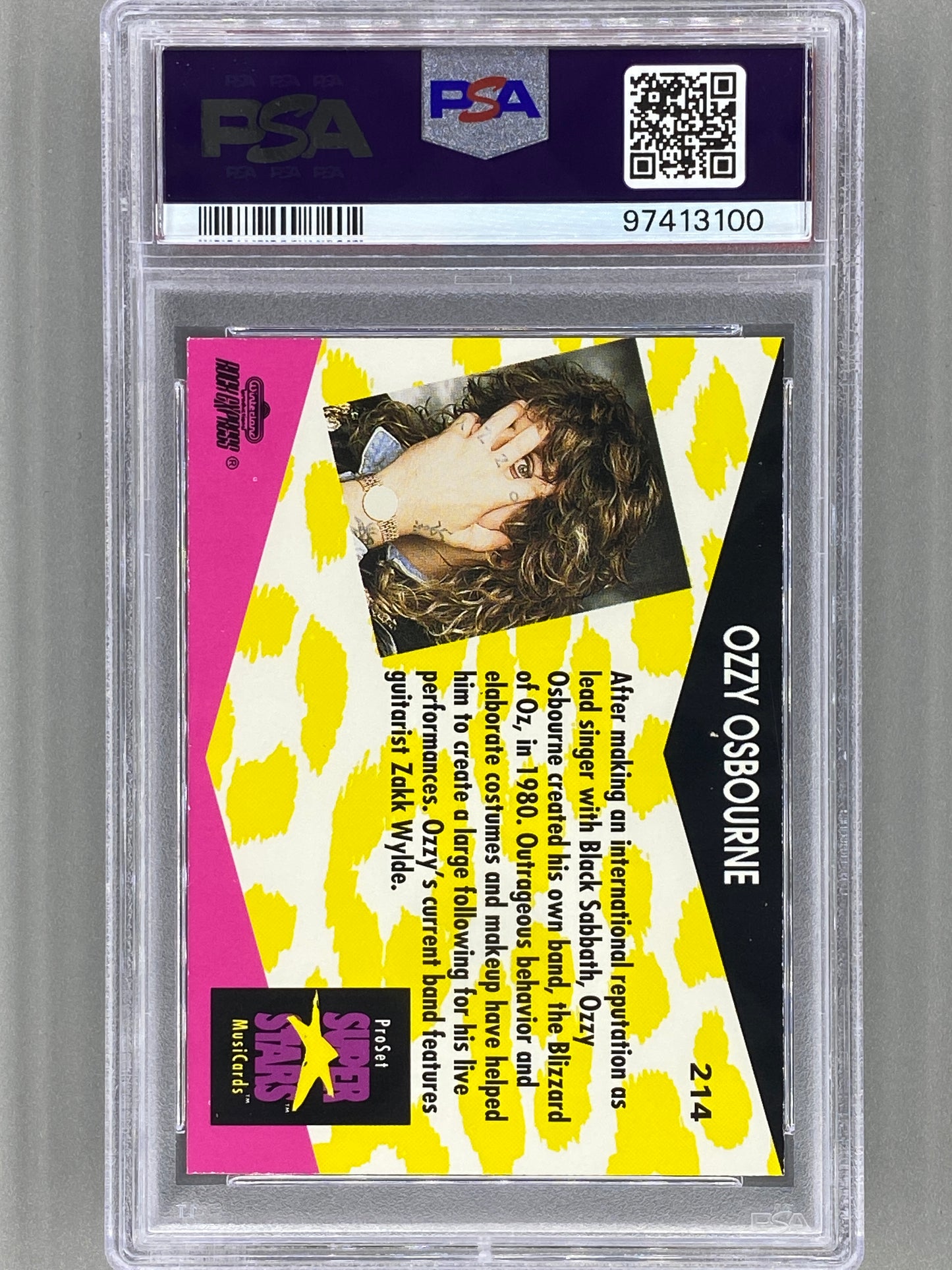 1991 Proset Superstars #214 Ozzy Osbourne Musicards PSA 9 Pop 9 (Music)