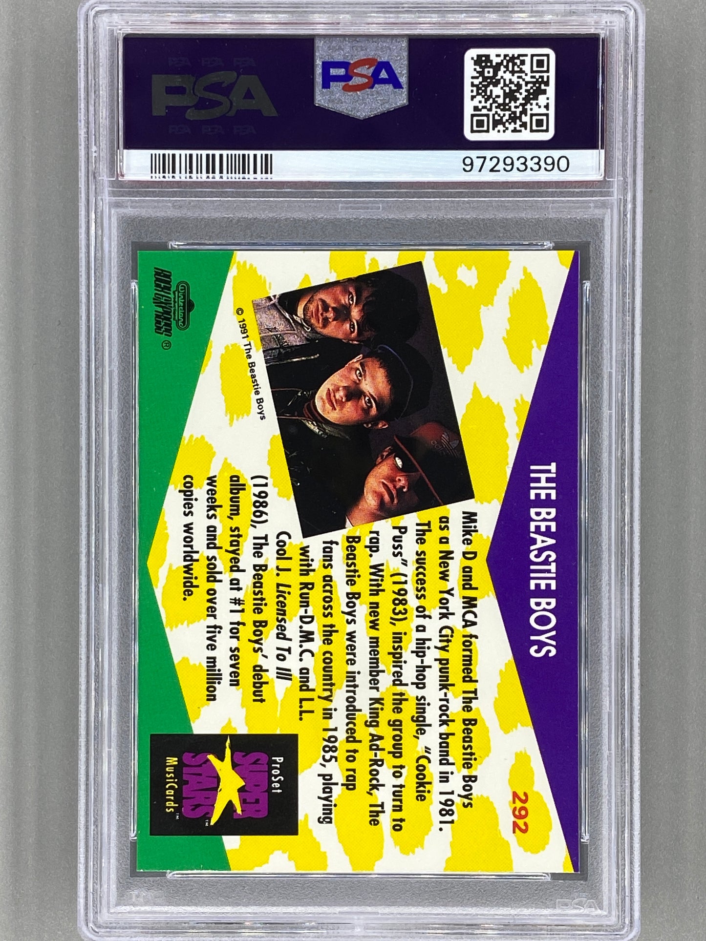 1991 Proset Superstars #292 The Beastie Boys Musicards PSA 8.5 Pop 1 (Music)