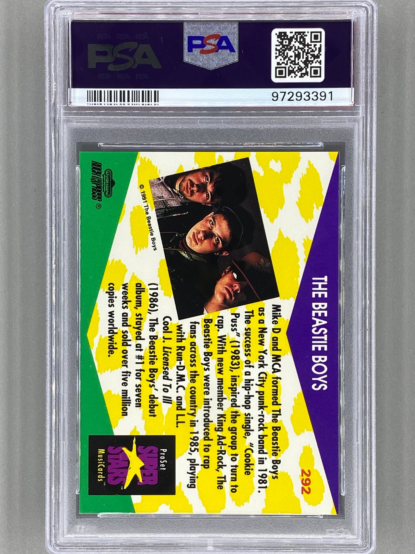 1991 Proset Superstars #292 The Beastie Boys Musicards PSA 9 Pop 15 (Music)
