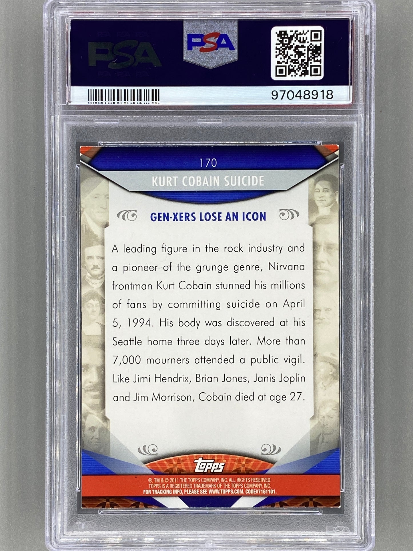 2011 Topps American Pie #170 Kurt Cobain Suicide Foil PSA 6 Pop 1 (Music)