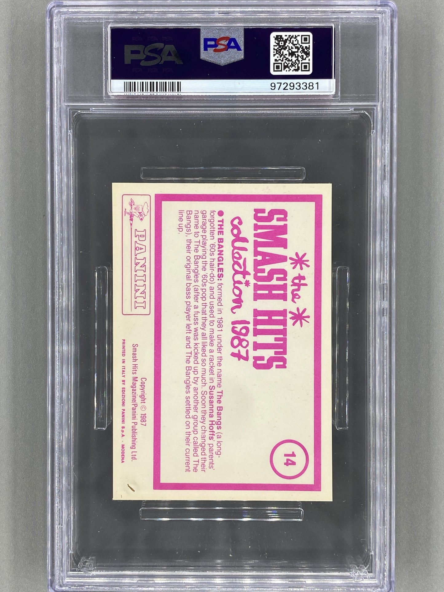 1987 Panini #14 The Bangles Smash Hits Collection PSA 7 Pop 2 (Music)