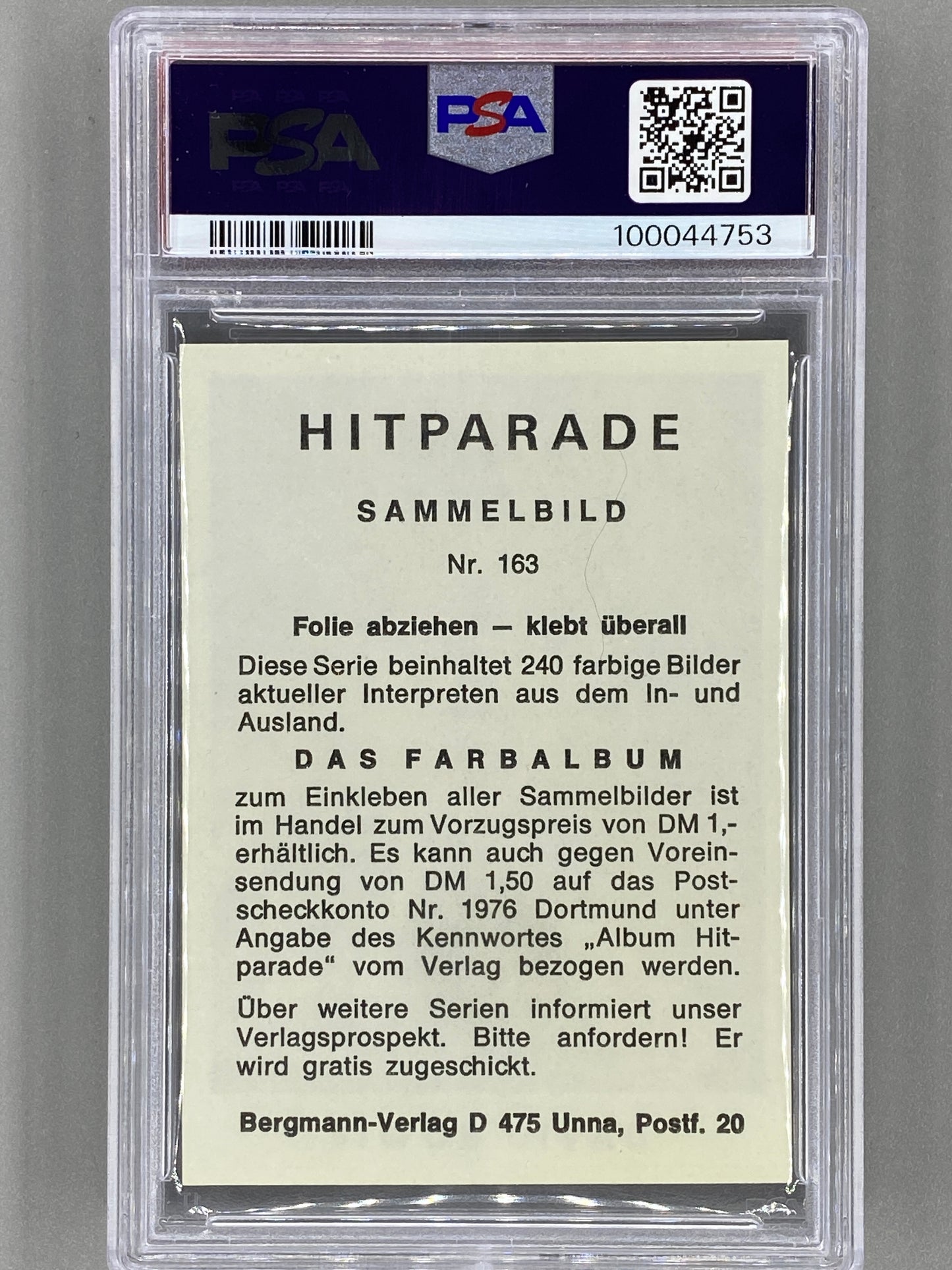 1971 Bergmann-Verlag #163 David Bowie Hit Parade Sticker PSA 6 Pop 1 (Music)