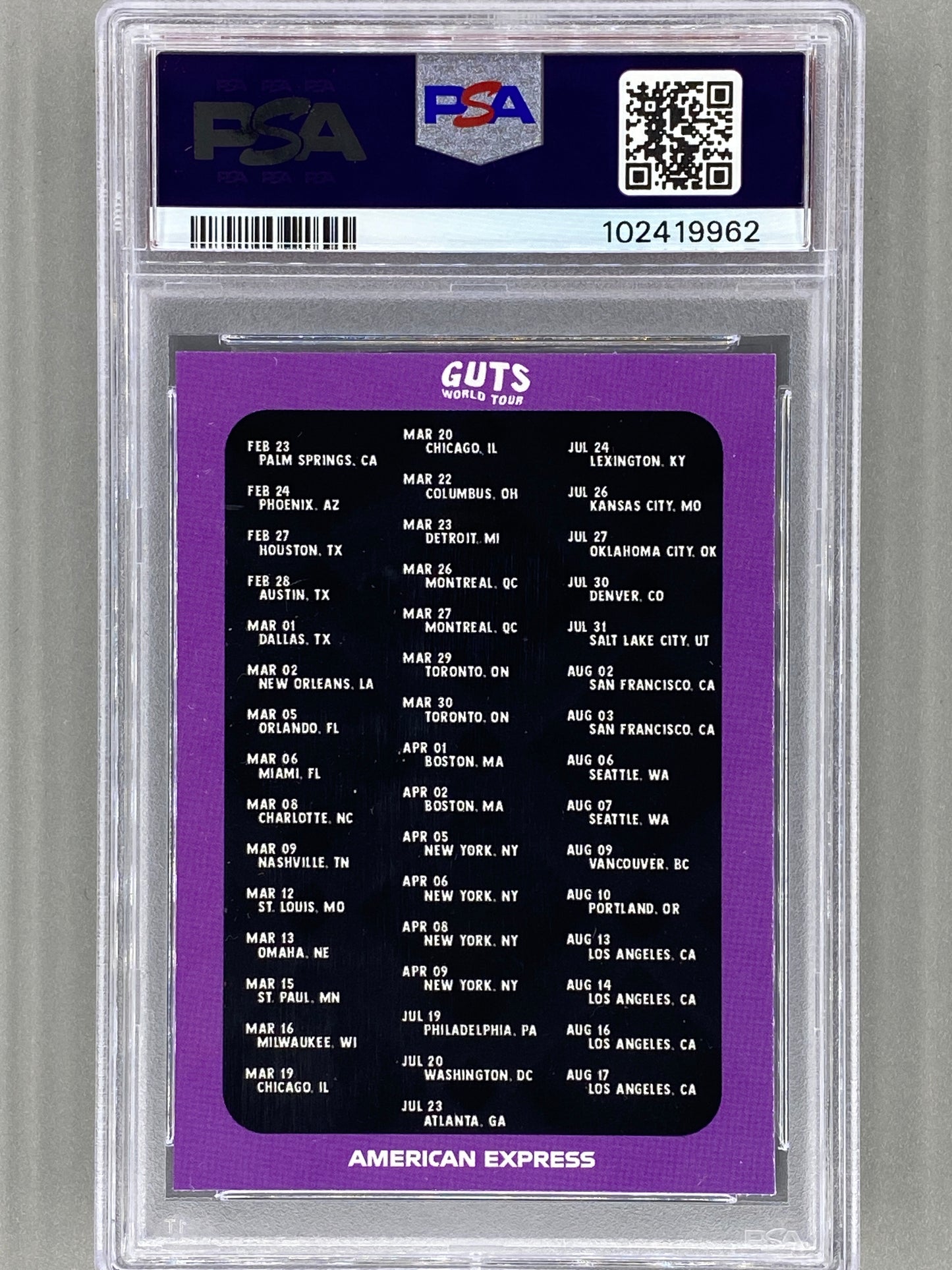 2024 Guts World Tour Olivia Rodrigo Tour Bus X Amex-Eyes PSA 8 Pop 1 (Music)