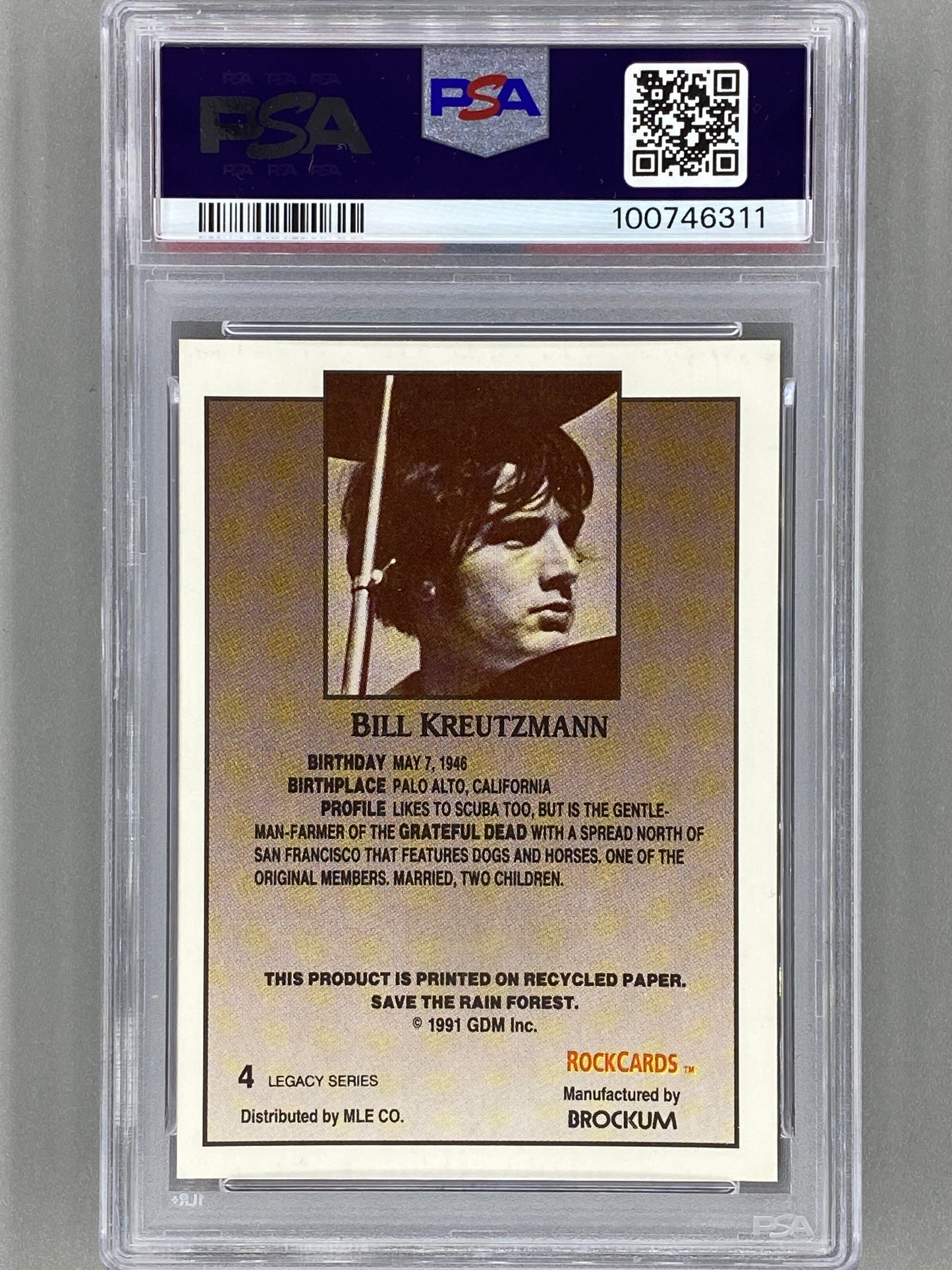 1991 Brockum Rockcards #4 Bill Kreutzmann Grateful Dead Legacy Series PSA 8 Pop 19 (Music)