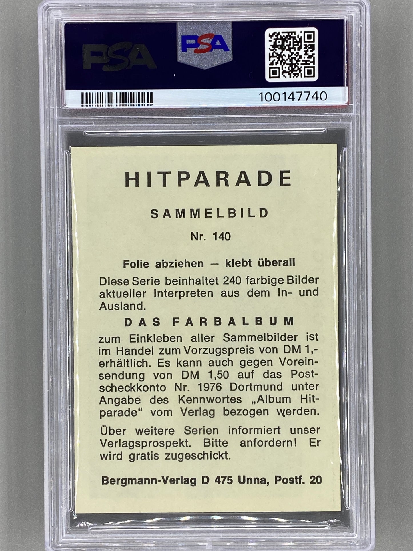 1971 Bergmann-Verlag #140 Rolling Stones Hit Parade Sticker PSA 3 Pop 1 (Music)