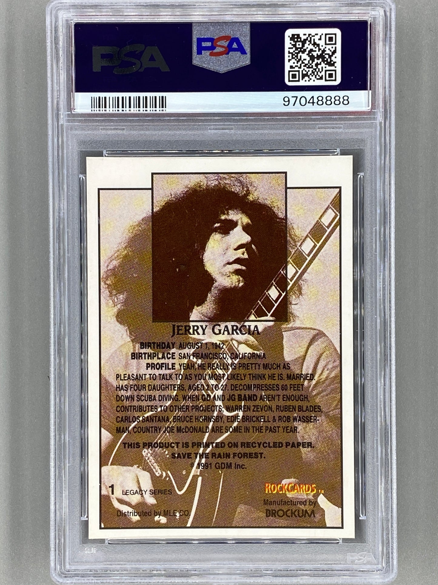 1991 Brockum Rockcards #1 Jerry Garcia Grateful Dead Legacy Series PSA 6 Pop 15 (Music)