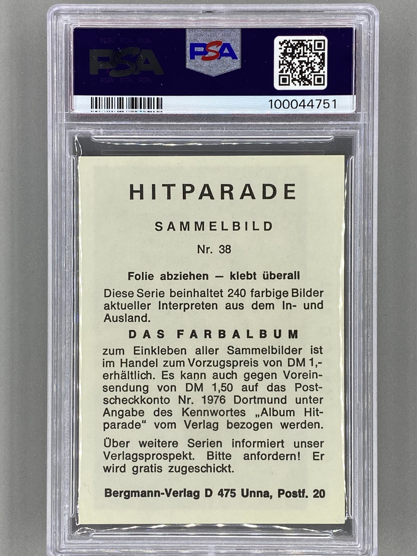 1971 Bergmann-Verlag #38 The Doors Hit Parade Sticker PSA 5 Pop 3 (Music)