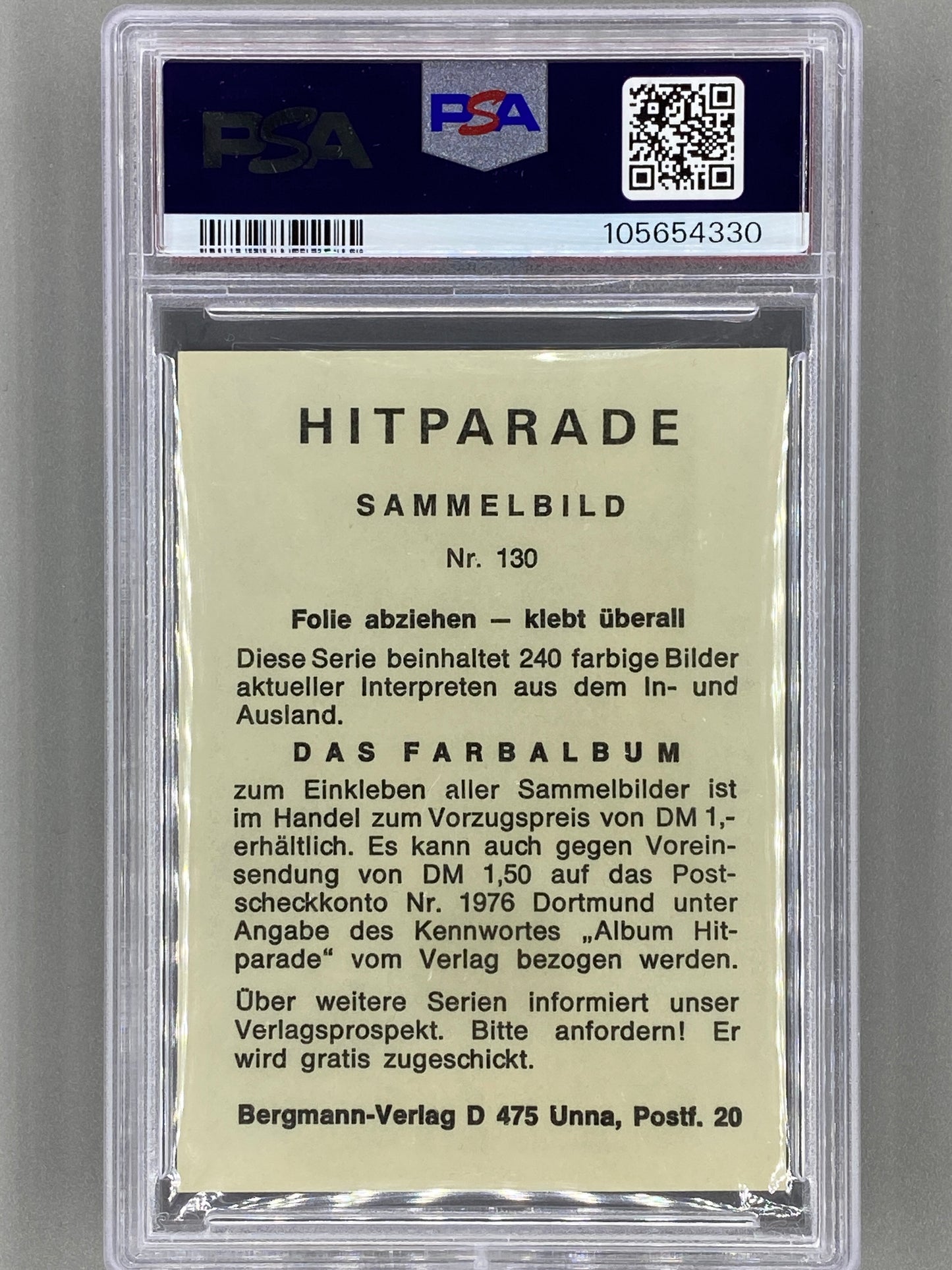 1971 Bergmann-Verlag #130 Deep Purple Hit Parade Sticker PSA 5 Pop 1 (Music)