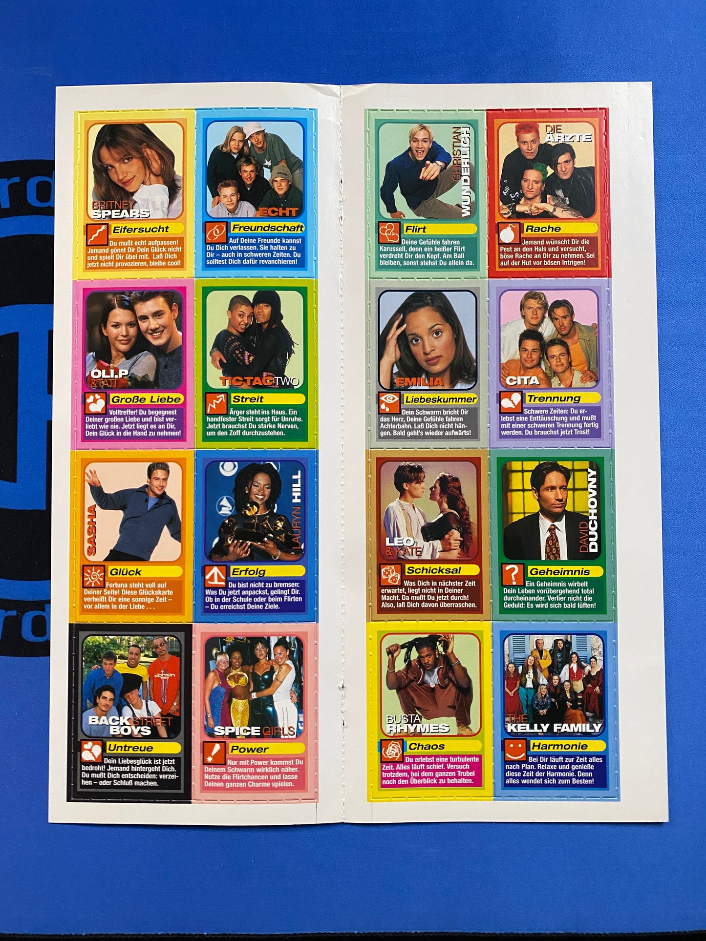1999 Bravo Love Cards Lot Britney Spears Uncut 16 Card Sheet (Germany) (Music)