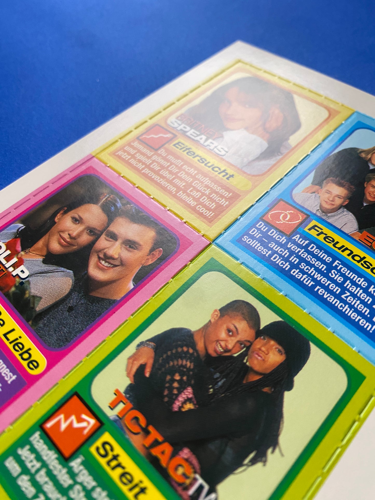 1999 Bravo Love Cards Lot Britney Spears Uncut 16 Card Sheet (Germany) (Music)