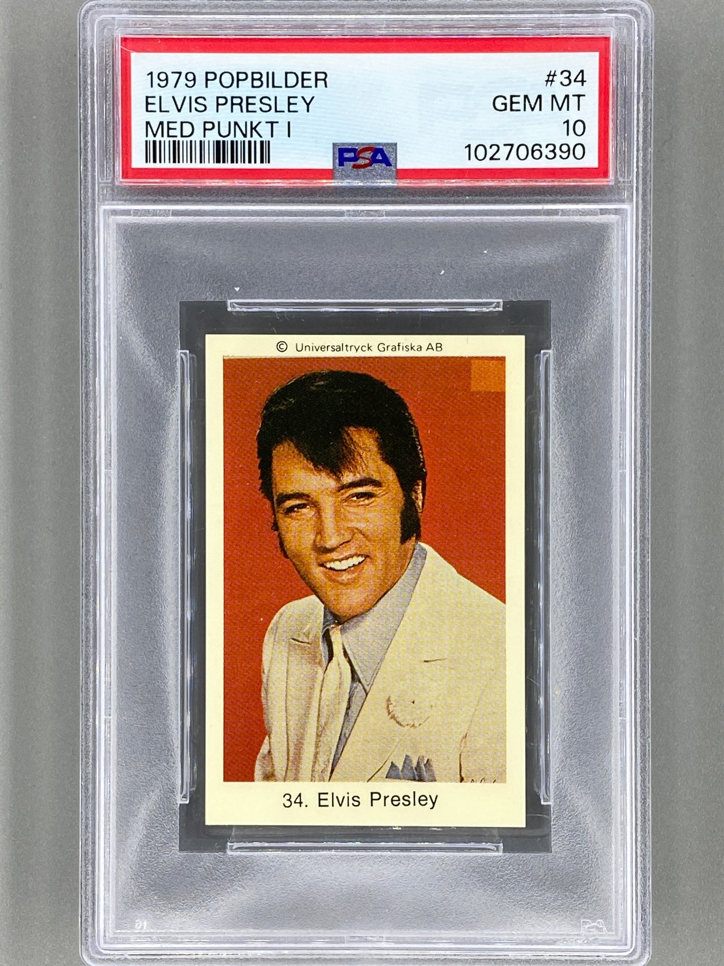1979 Popbilder #34 Elvis Presley Med Punkt I PSA 10 Pop 1 (Music)