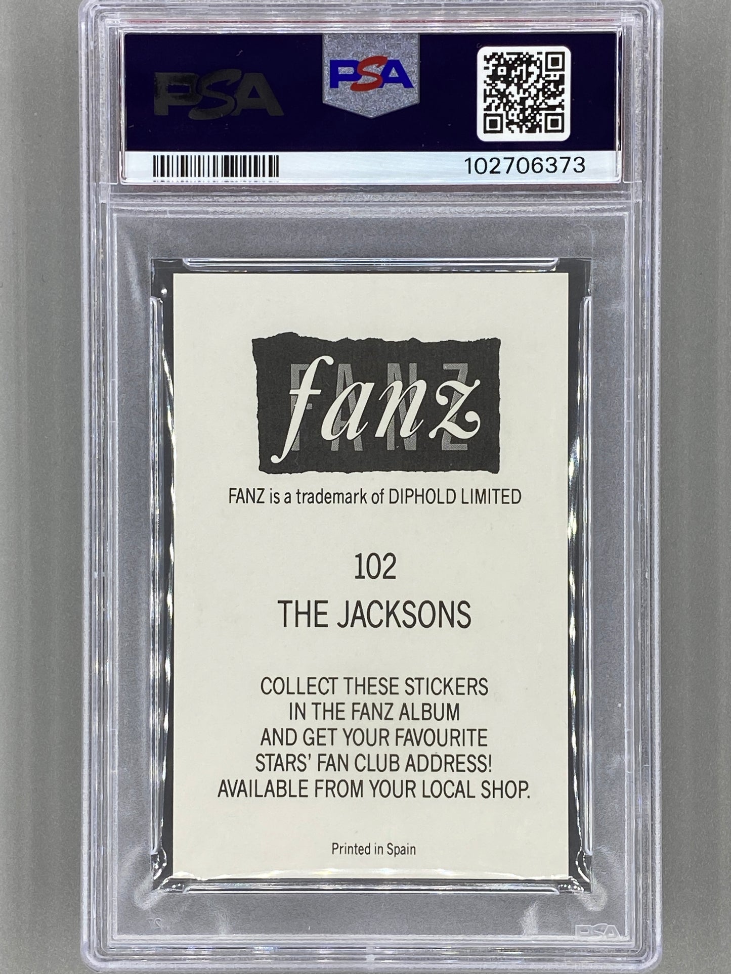1988 Fanz #102 The Jacksons Rock/Pop Stars Stickers PSA 8 - Pop 1 (Music)