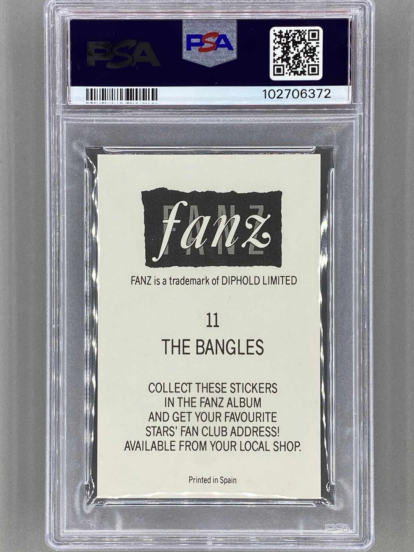 1988 Fanz #11 The Bangles Rock/Pop Stars Stickers PSA 7 - Pop 1 (Music)