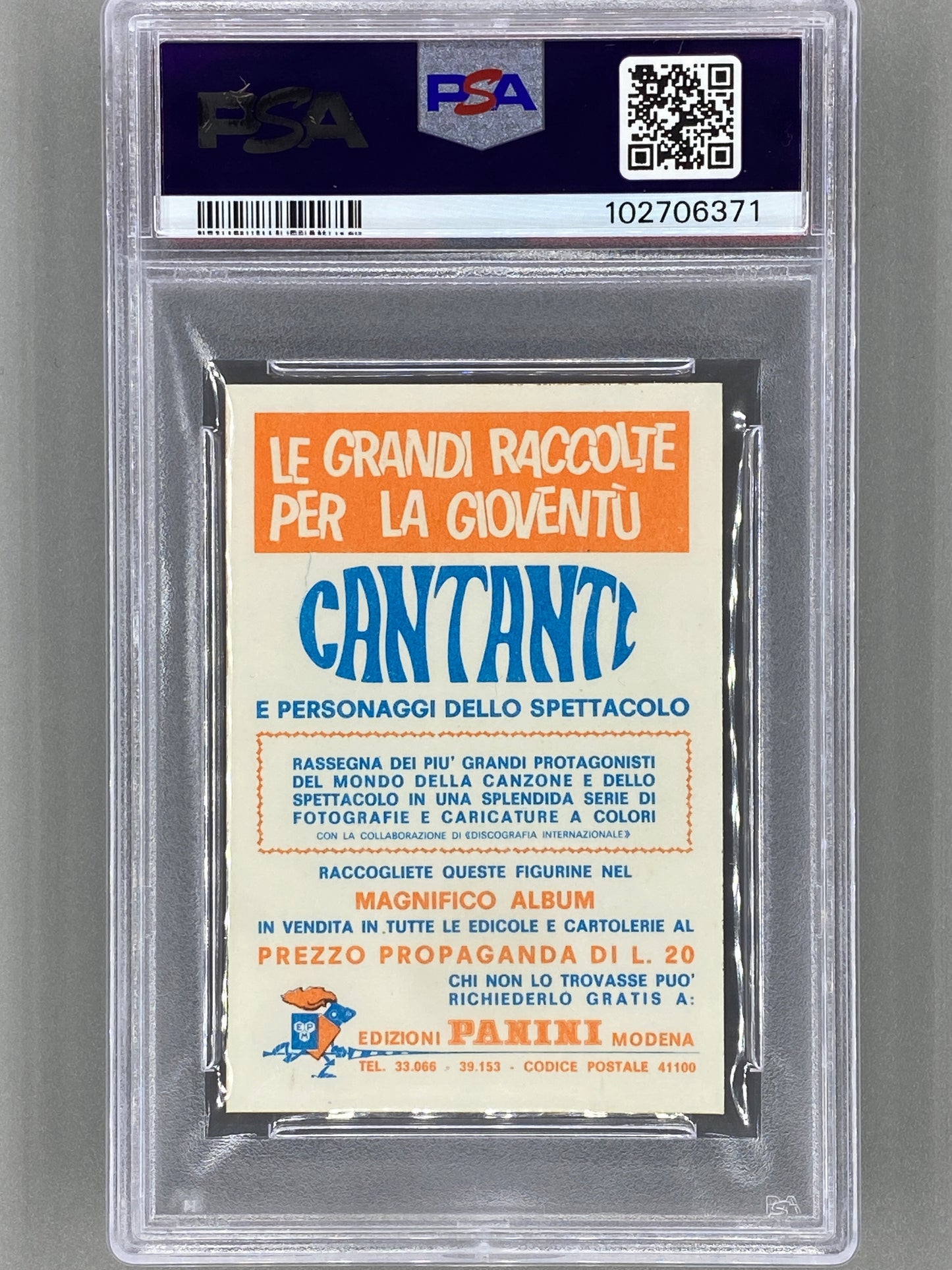 1968 Panini #204 The Monkees Cantanti PSA 5 - Pop 2 (Music)