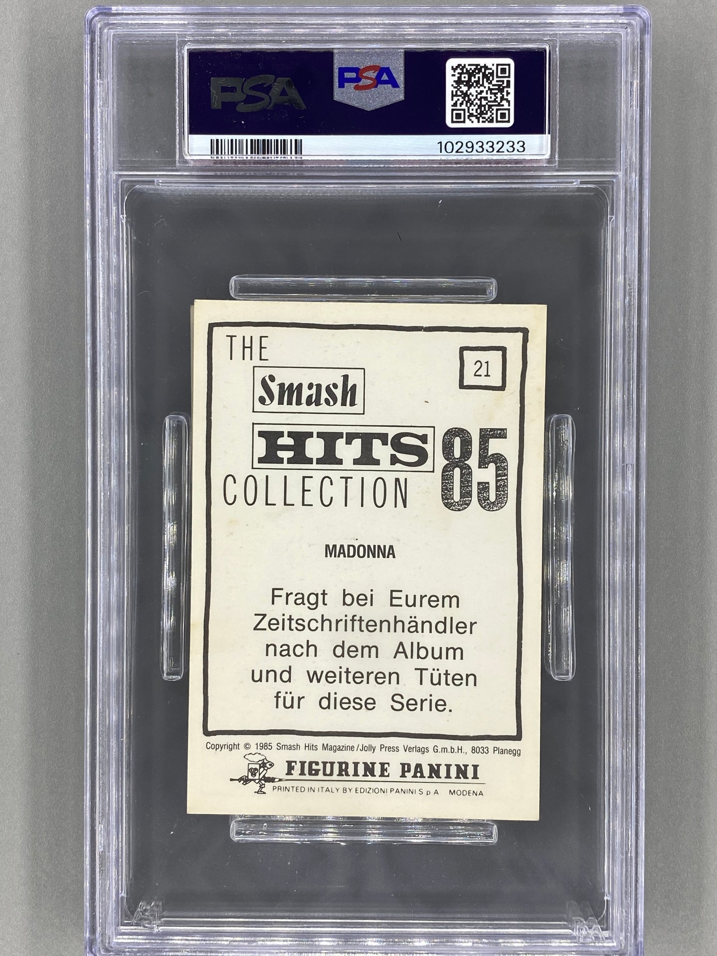 1985 Panini #21 Madonna (German) Smash Hits Collection PSA 2 - Pop 1 (Music)