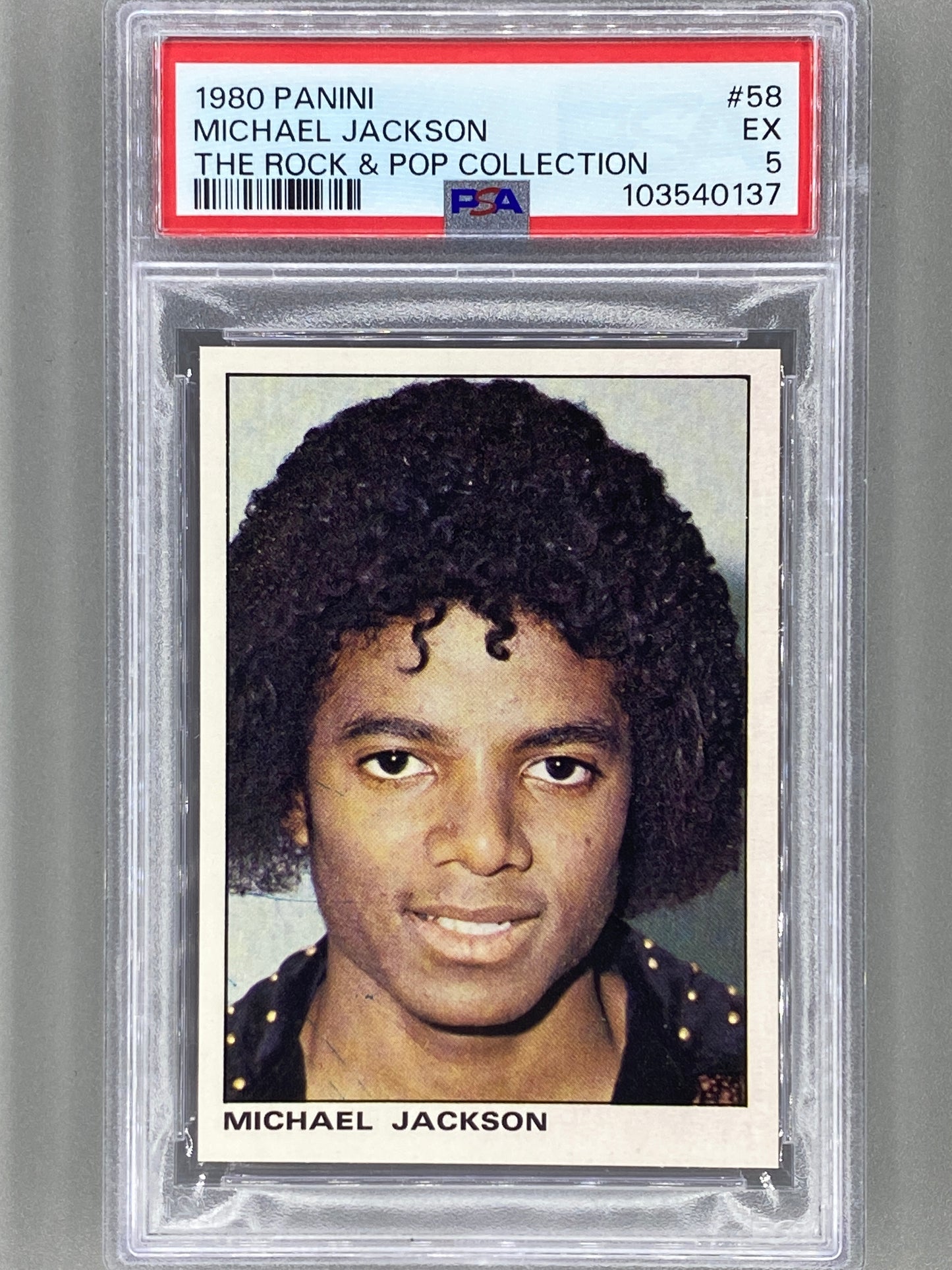 1980 Panini #58 Michael Jackson The Rock & Pop Collection PSA 5 Pop 3 (Music) (Copy)