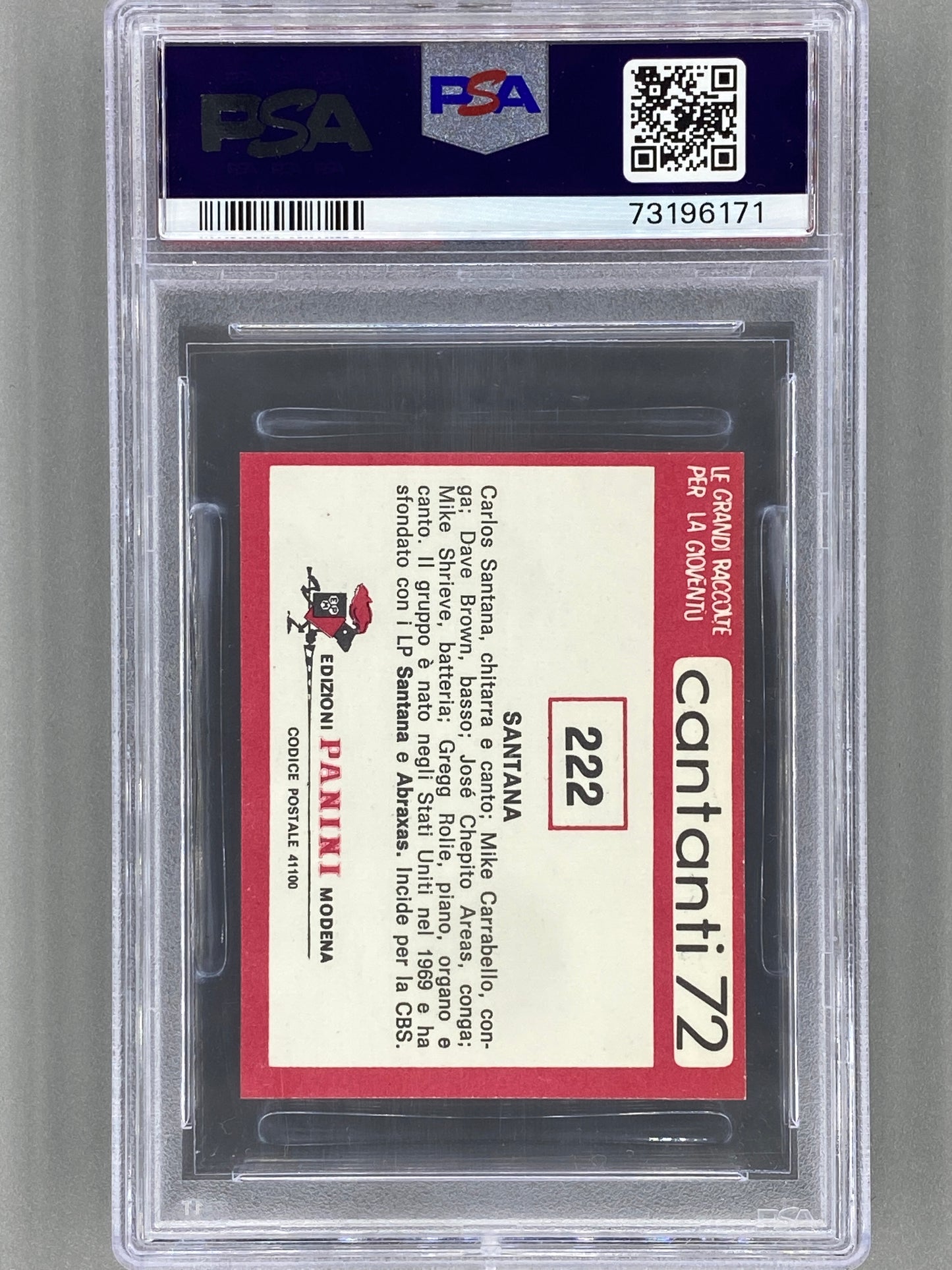 1972 Panini #222 Santana Cantanti 72 PSA 6 - Pop 5 (Music)