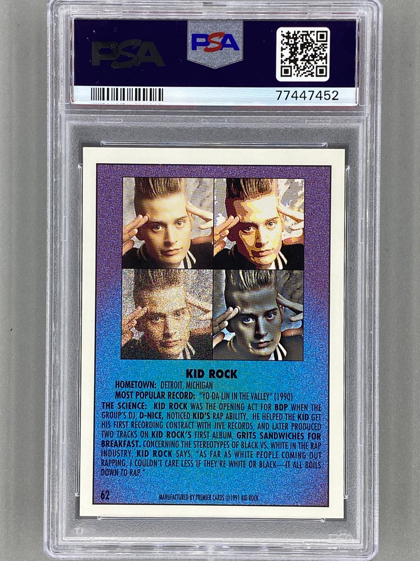 1991 Premier Rap Pack #62 Kid Rock PSA 10 - Pop 41 (Music)