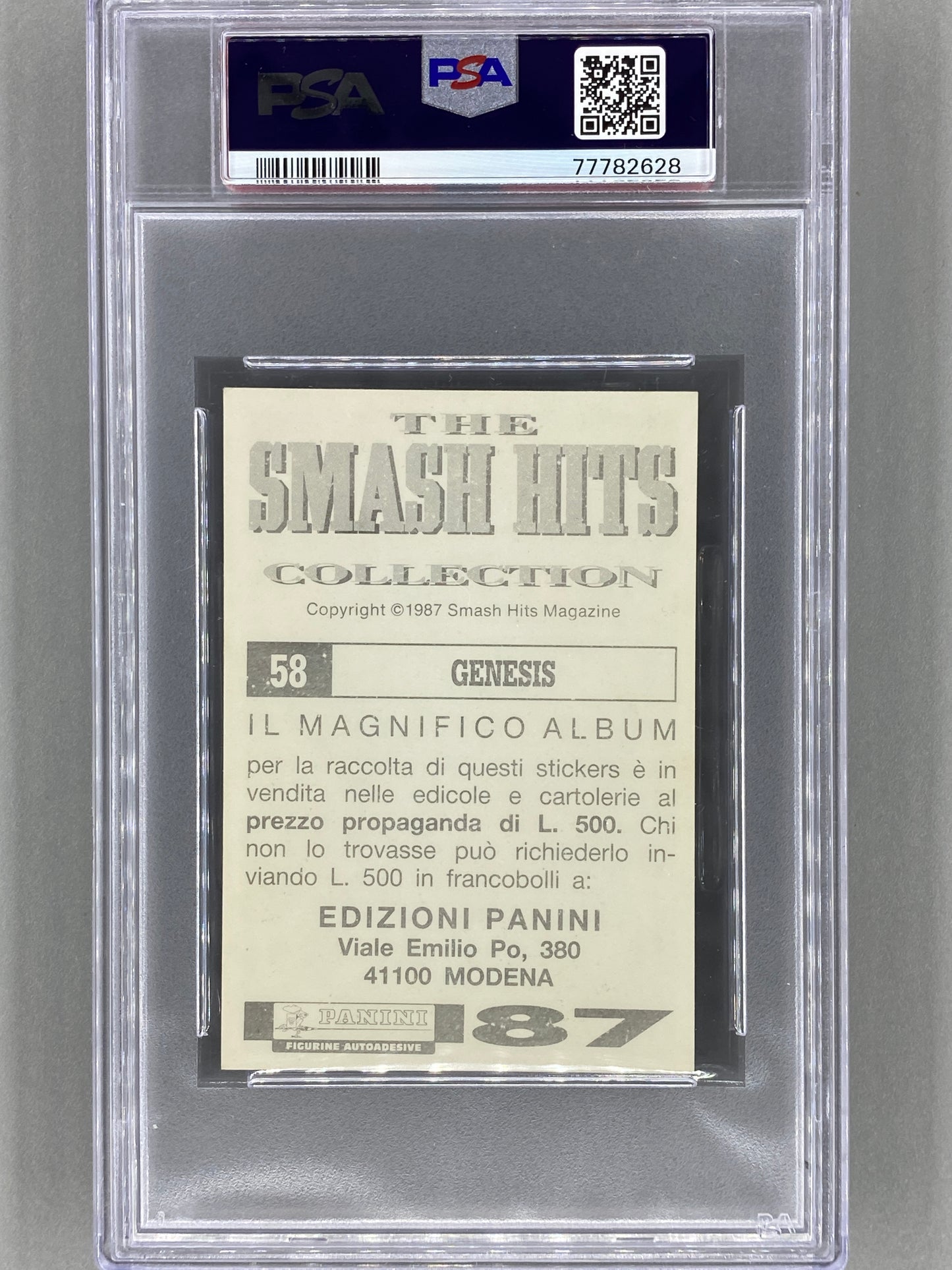1987 Panini #58 Genesis Smash Hits Collection Italian PSA 6 - Pop 1 (Music)