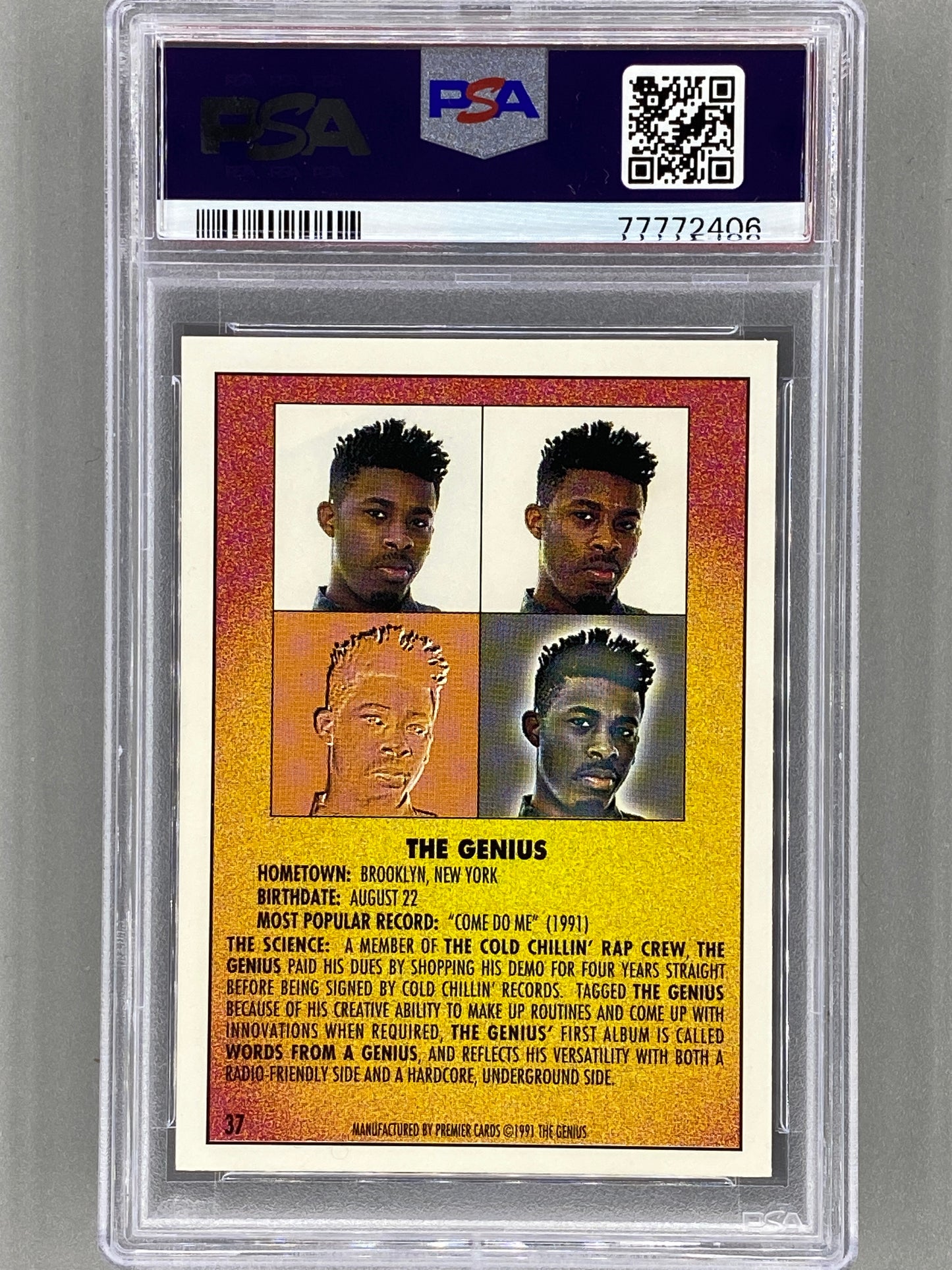 1991 Premier Rap Pack #37 The Genius PSA 9 - Pop 12 (Music)