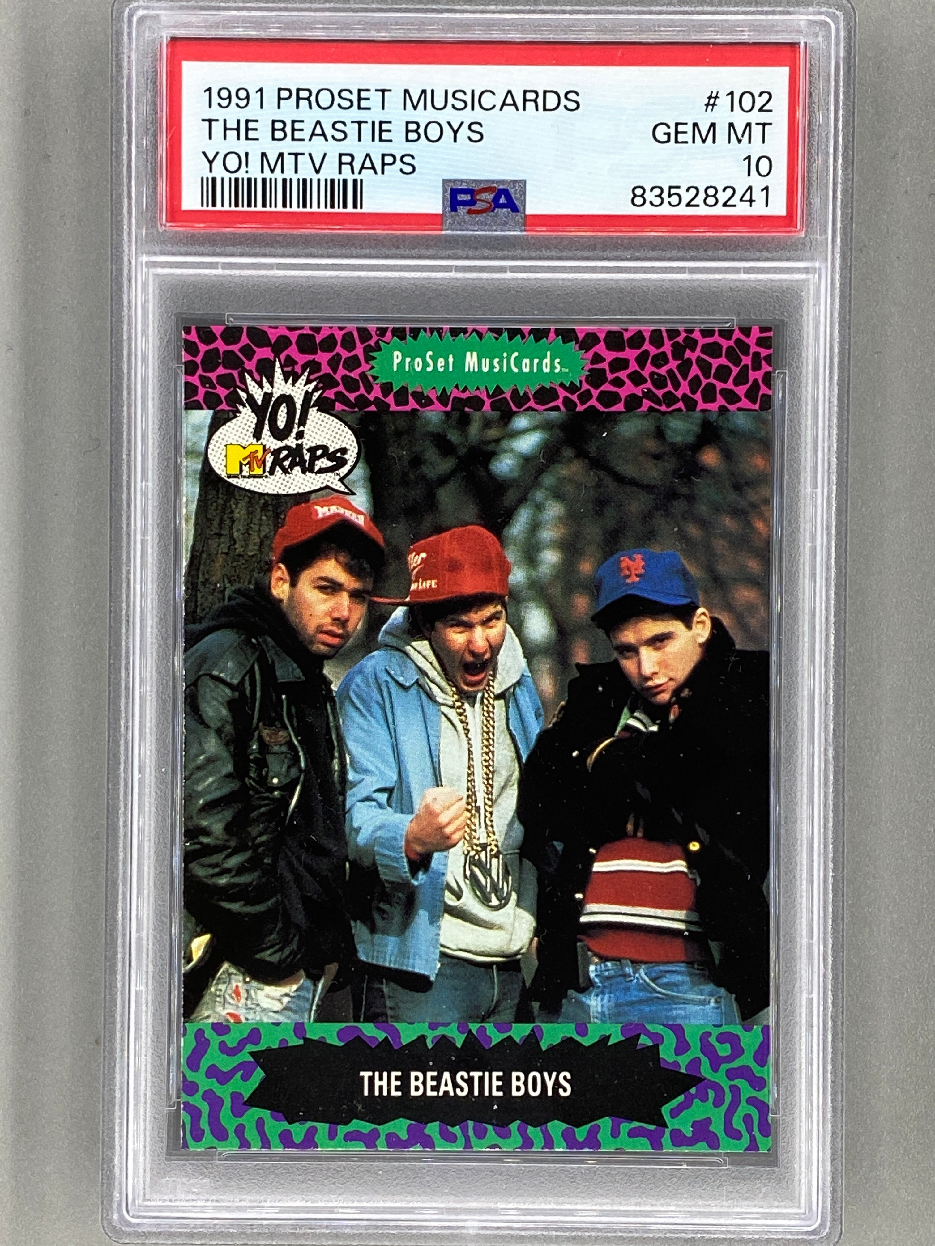 1991 Proset Musicards #102 The Beastie Boys Yo! MTV Raps PSA 10 Pop 11 Cardboard Portfolio 1991 Proset Musicards #102 The Beastie Boys Yo! MTV Raps PSA 10 Pop 11 Cardboard Portfolio