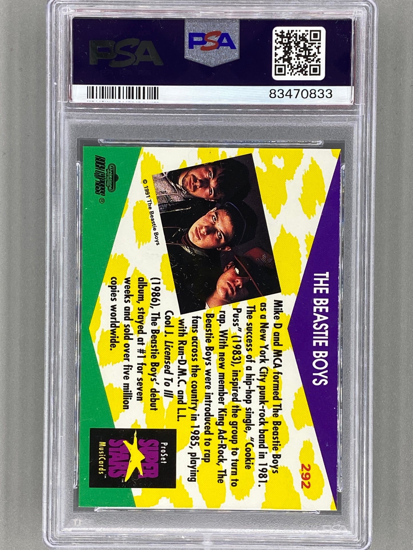 1991 Proset Superstars #292 The Beastie Boys Musicards PSA 8 Pop 17 (Music)