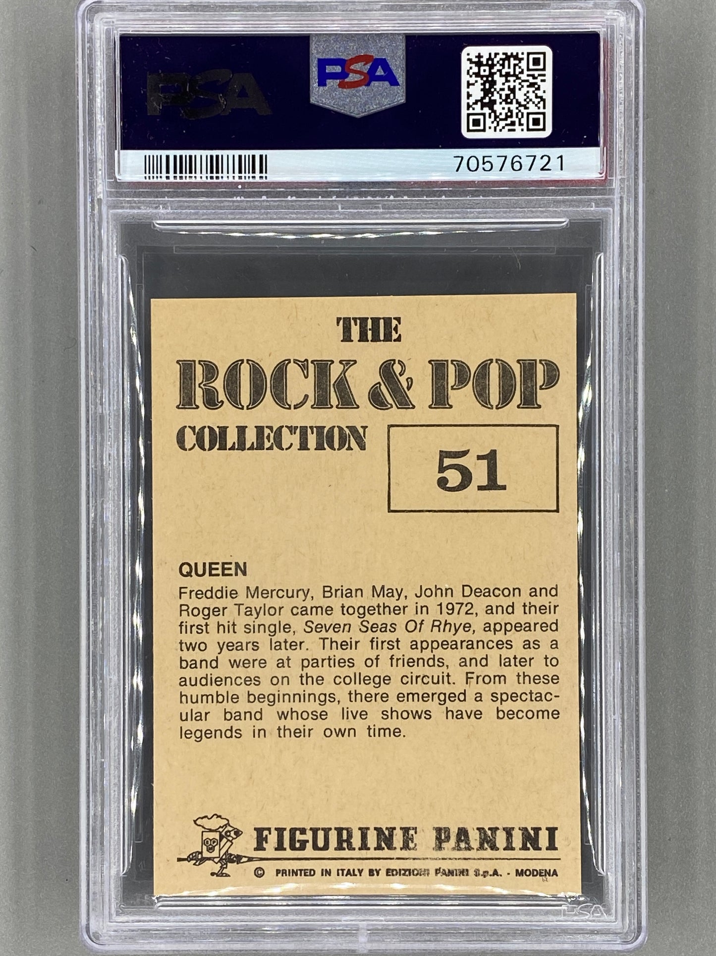 1980 Panini #51 Queen The Rock & Pop Collection PSA 7 Pop 6 (Music)