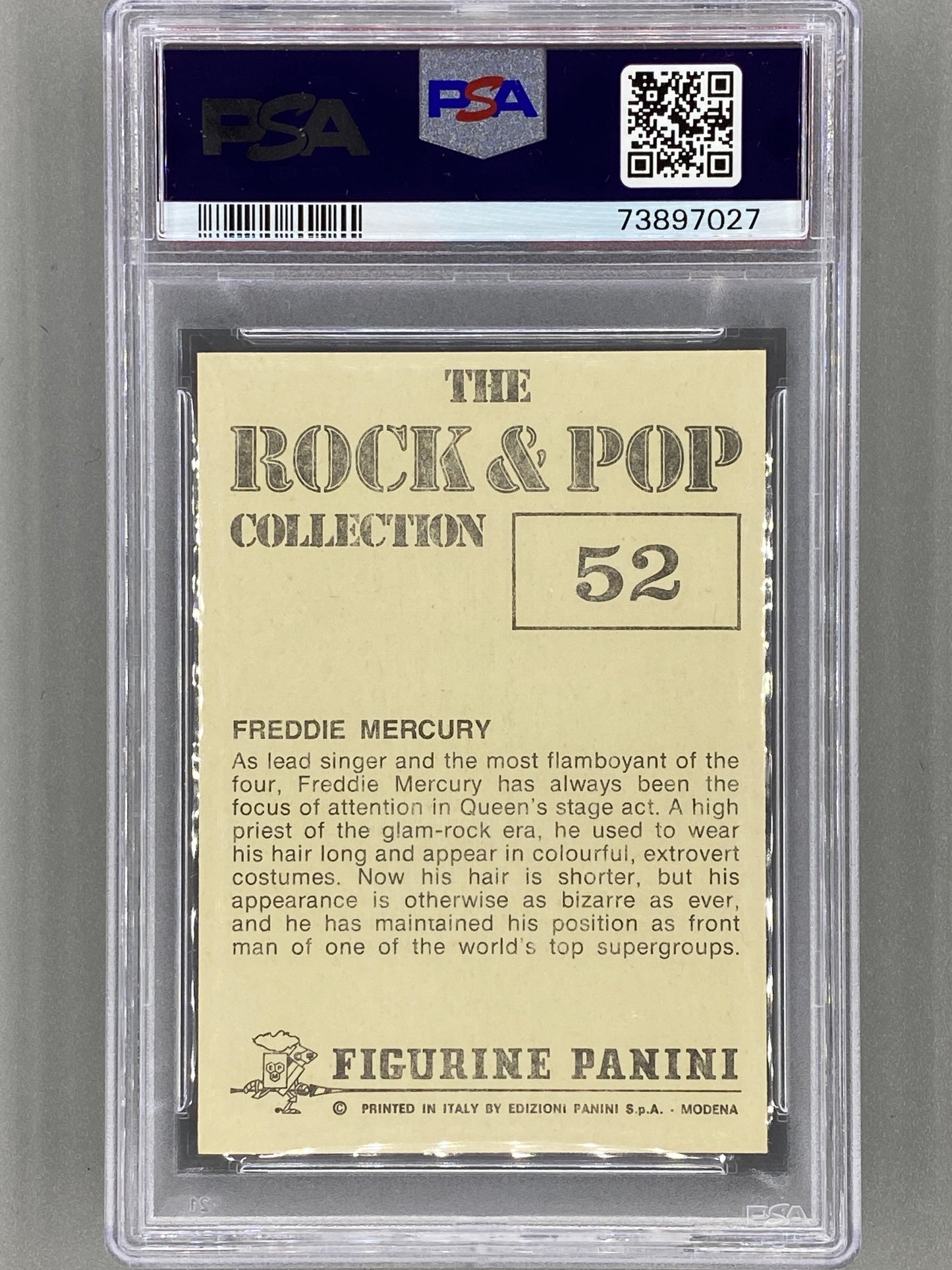 1980 Panini #52 Freddie Mercury The Rock & Pop Collection PSA 7 Pop 2 (Music)
